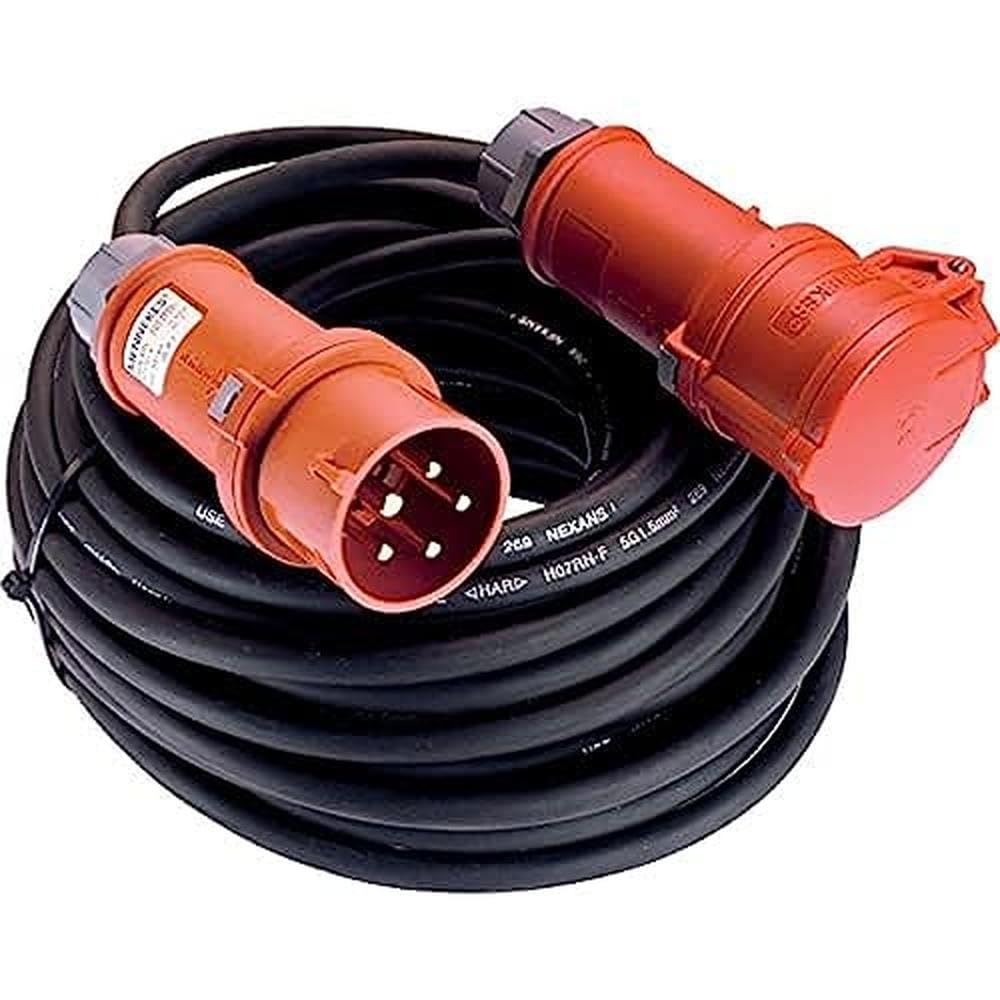 Aktobis 63A CEE-verbindingskabel H07RN-F 5G10 met 10 m lengte en incl. koppeling en stekker, IP67