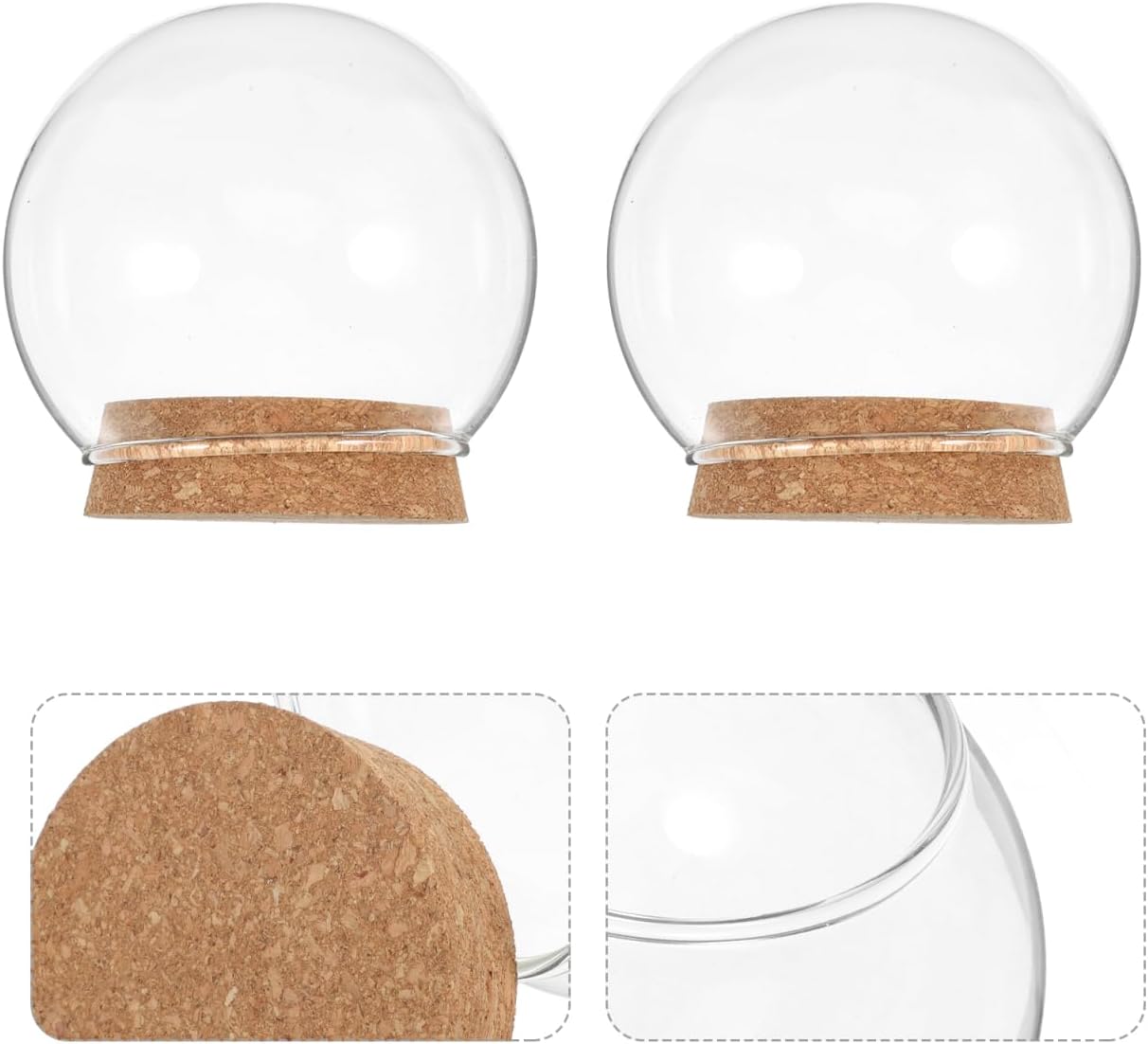 EXCEART 5 Pcs Glass Dome Cloche with Cork Base, 4-Inch Glass Display Dome for Preserved Flower & Snow Globe Kit, Clear Bell Jar Display Case for Candle, Collectibles & Micro Landscape