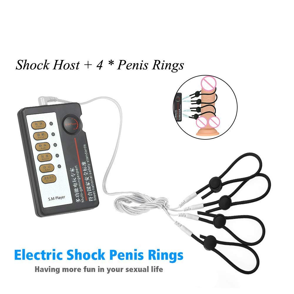 SPARKS FLY Adjustable Electric Shock Pênis Rings Pênis Rings Electrodes Pulse Massager with Cables for Men