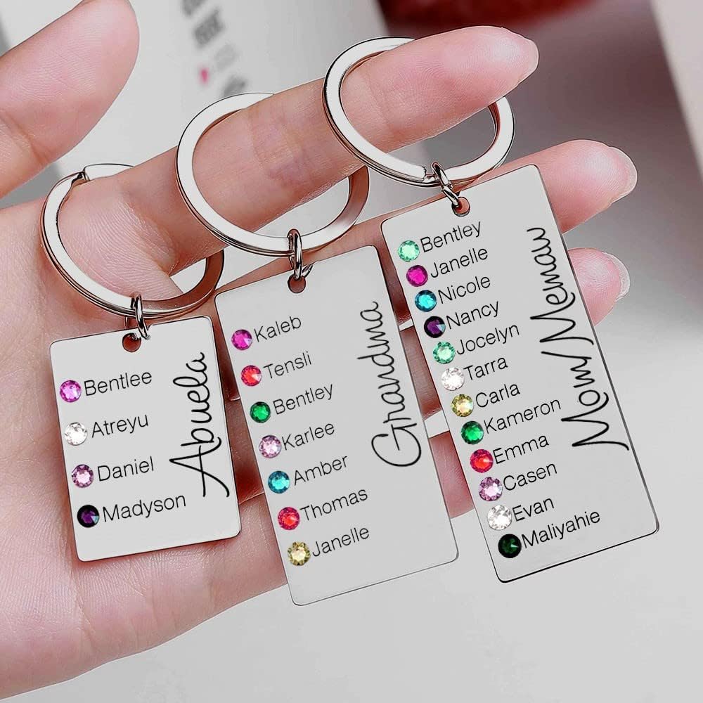 Apeso Personalized 1-5 Engraving Names with Birthstone Key Chain Gift For Monther's Day - Image 3