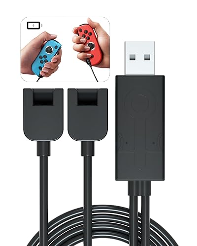 SYACHI Joycon Charger Cable for Switch, Portable Joycon USB Charger Cable Short for Nintendo Switch Controller Charger with LED Indicator Replaces