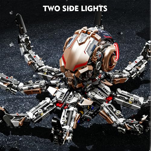 Image of SKY LINE OCEAN Mechanical Octopus Building Set - 1900+ PCS Light-Up Sea Animal Model, Powered & Manual Control STEM Construction Kit, Compatible Bricks Collectible Gift for Adults & Teens