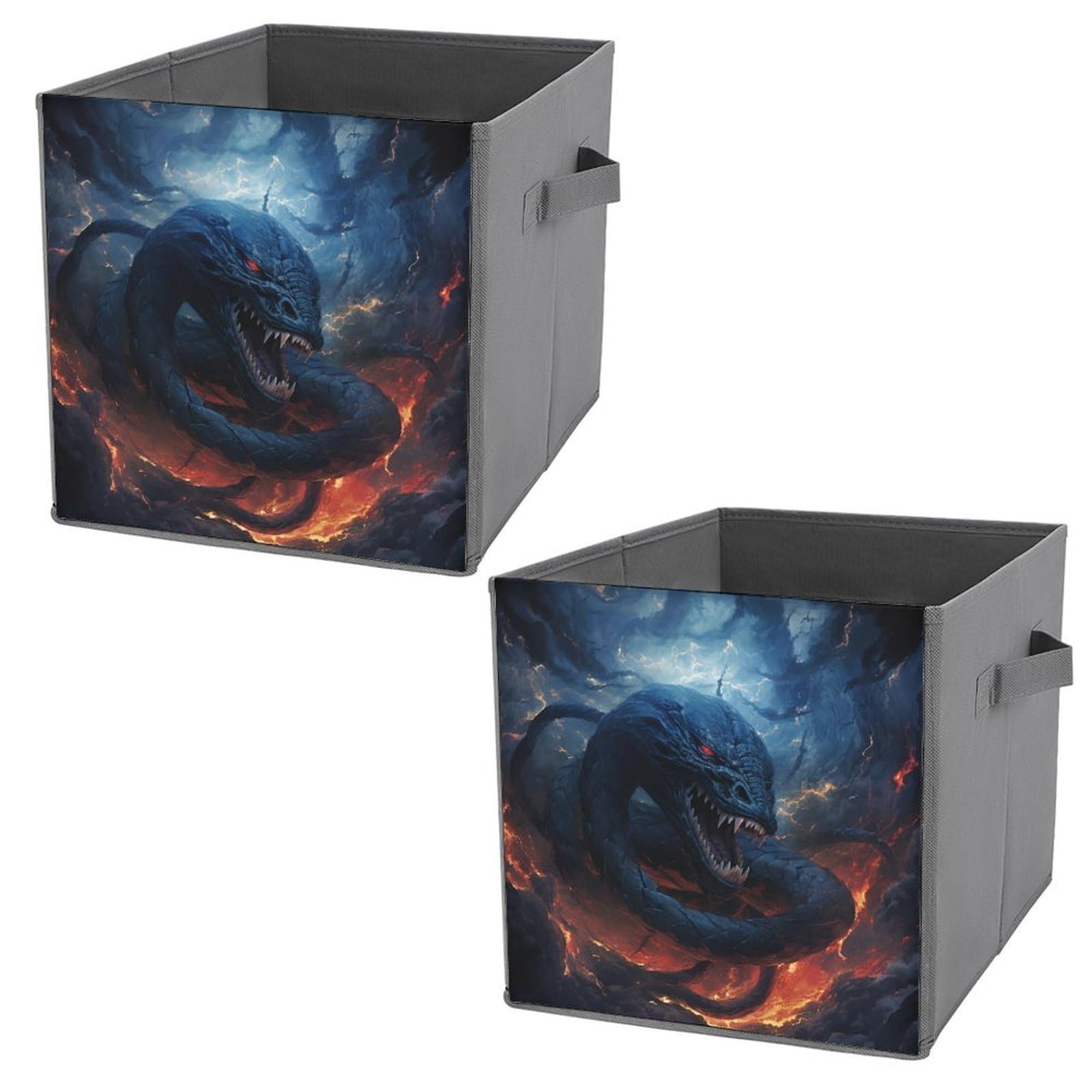 NONHAI Collapsible Storage Bins with Dual Handles Fabric Storage Basket Foldable Cubes Organizer Baskets Black Snake in Flames Storage Boxes for Organizing Clothing Cube Storage Organizer Bins