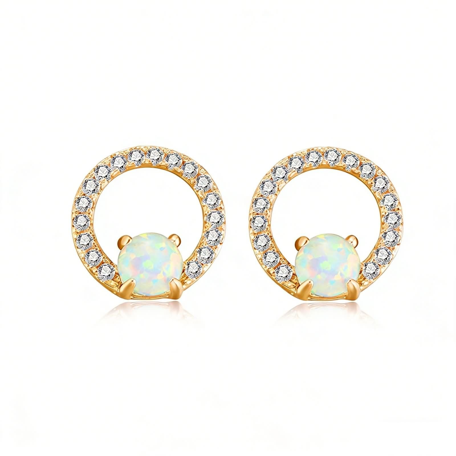 Pendientes de oro blanco de 9 K/14 K/18 K con ópalo multicolor, blanco hueco Au 375/585/750, pendientes de moissanite