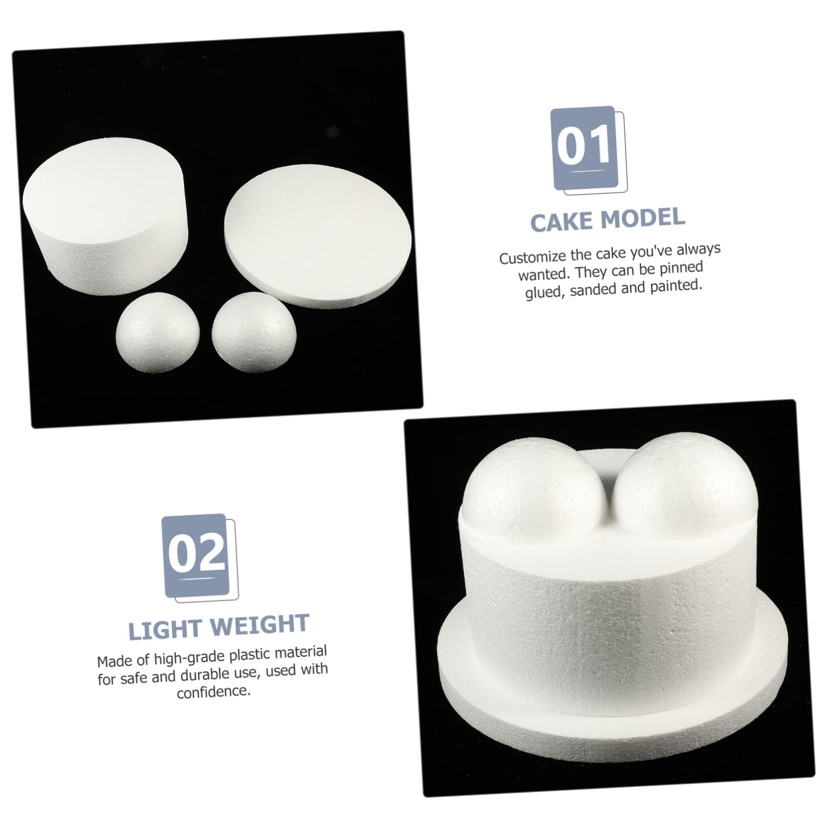 NUOBESTY Herramientas Para Modelo De Pastel Molde Redondo Para Fondant Espuma Blanca 3 Uds