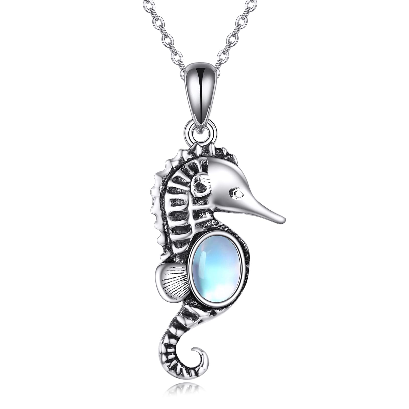 URONE Collana Con Ciondolo Ippopotamo In Argento 925 - Gioiello Simpatico Con Luna, Regalo Per Donne E Ragazze