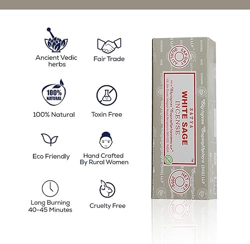 Miniatura 2 de Satya Sai Baba Satya - Varitas de incienso de 8.82oz con conos de incienso natural de sándalo védico gratuitos (caja de garbatti de 8.82oz, todos