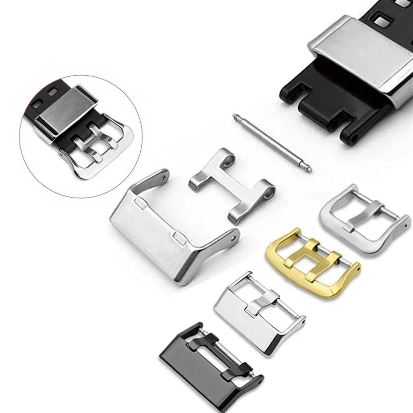 BAOBEIMAO Watch Band Strap Buckle Fit For GA110/700 GW8900/9400 GG1000 DW5600/6900 GW-M5610 Bracelet Acessories Metal Clasp 19mm 21mm 22mm(B-black-22mm)