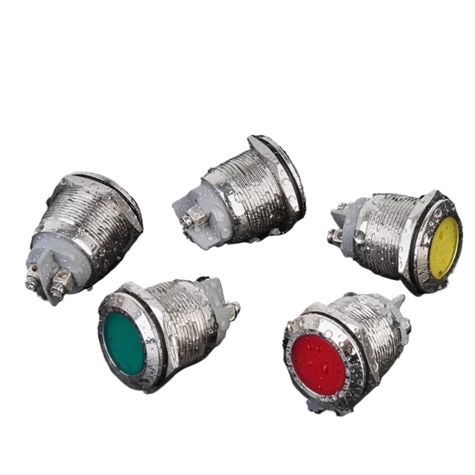 10 luces indicadoras LED de 22 mm CA/CC 3~220 V, lámpara de señal de metal IP65, lámpara indicadora industrial impermeable(Flat Red Light,220V)
