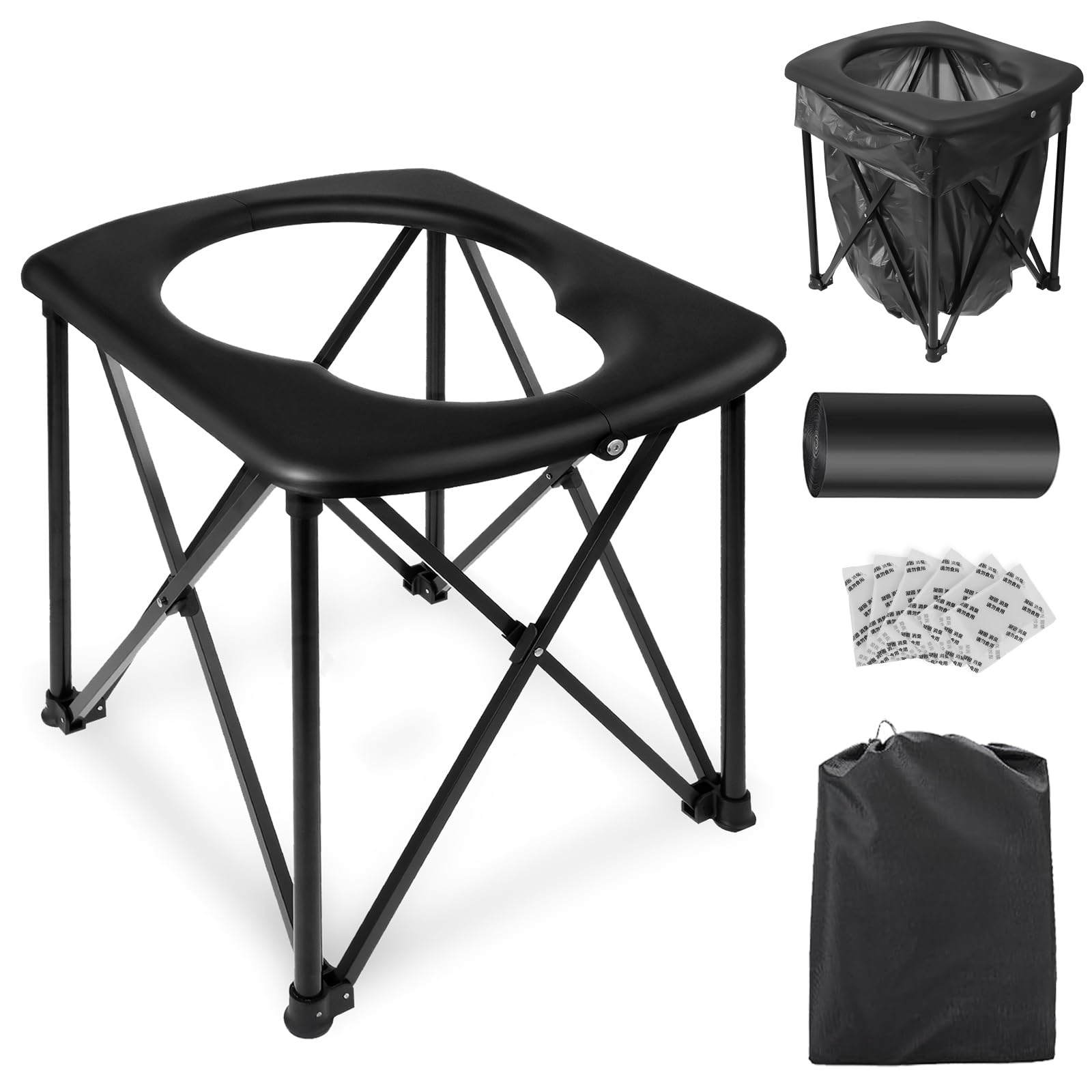 Toilettes pliantes mobiles, faciles à transporter, pour le camping, les secours, le jardin, la tente, la voiture et l'extérieur, les toilettes de camping pliables