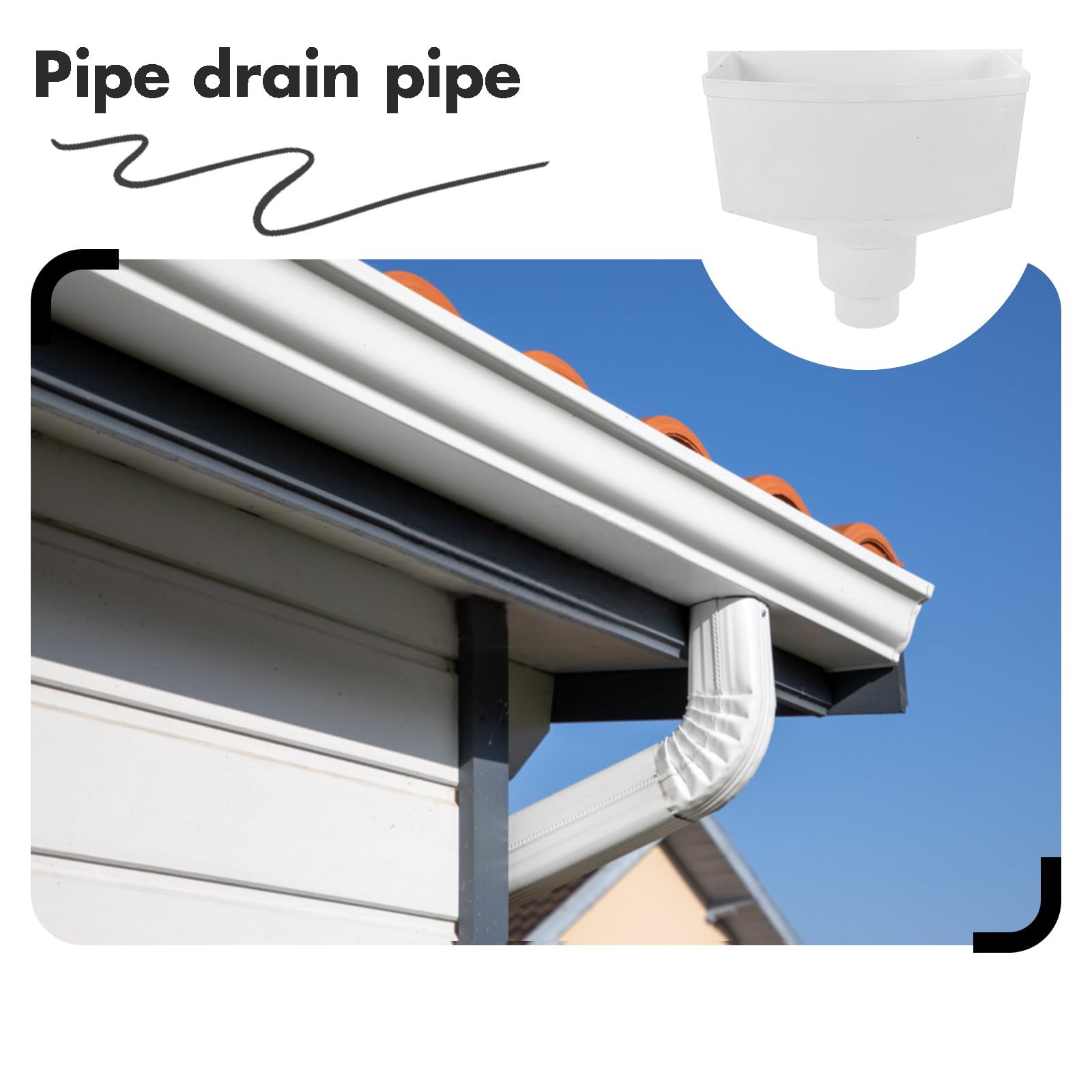 Adaptador de Bajante para Canalón en Pvc Blanco, Resistente y Fácil de Instalar, Accesorio Adecuado para Drenaje Exterior y Canaletas Pluviales