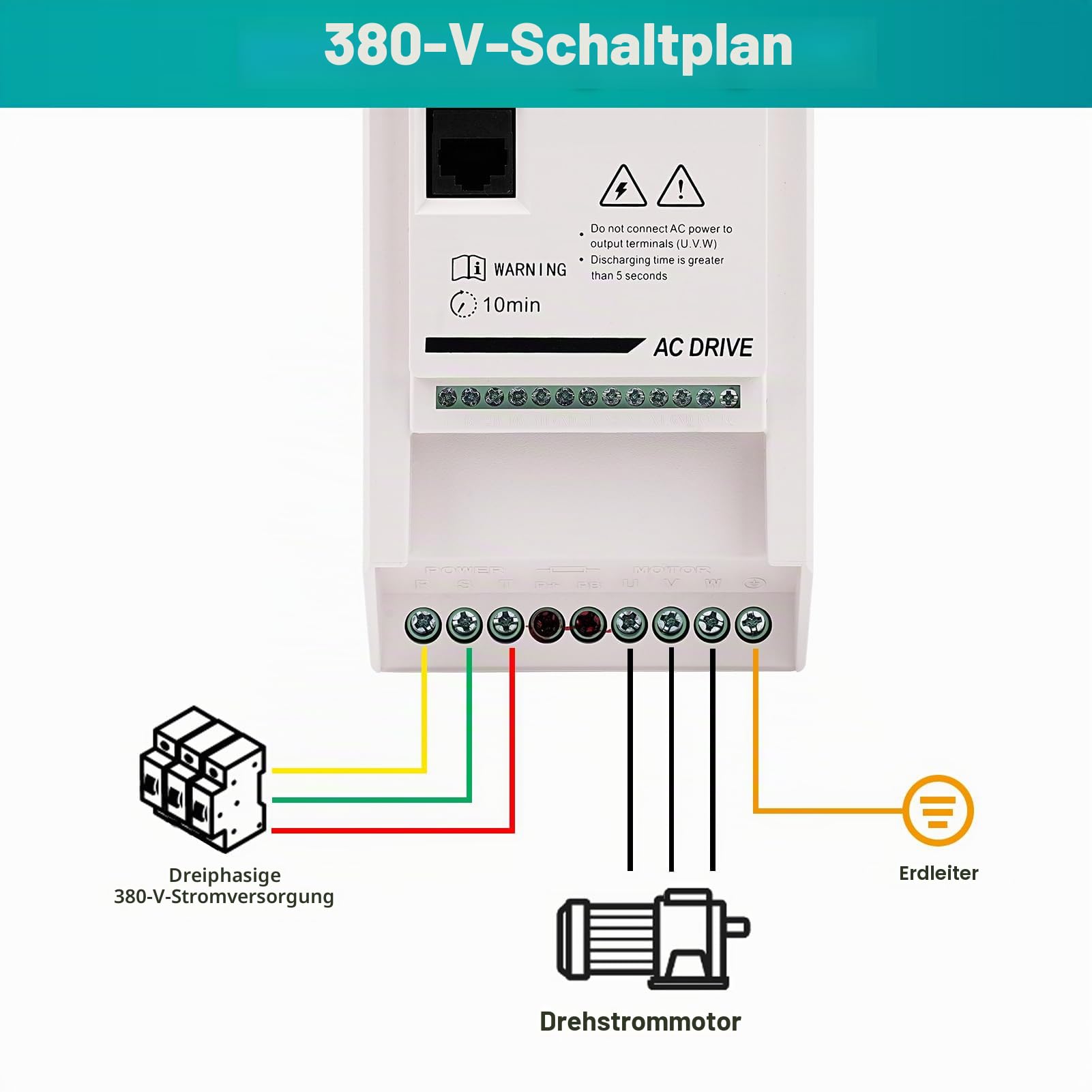 Frequenzumrichter 380V VFD 5.5KW drehzahlregler 3 phasen Eingang Ausgangs 380V frequenzumrichter CNC Antriebsumrichter Motordrehzahlregler mit Verlängerungskabel ZHB600-5.5KW