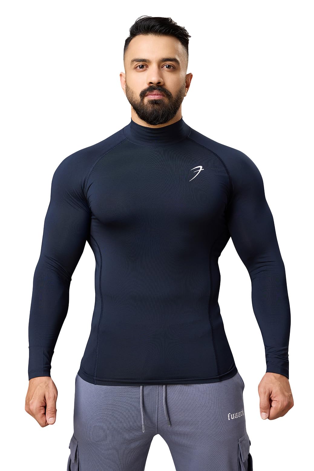 FUAARKMen Full Sleeves Slim Fit Compression High Neck Sports and Gym Tshirt