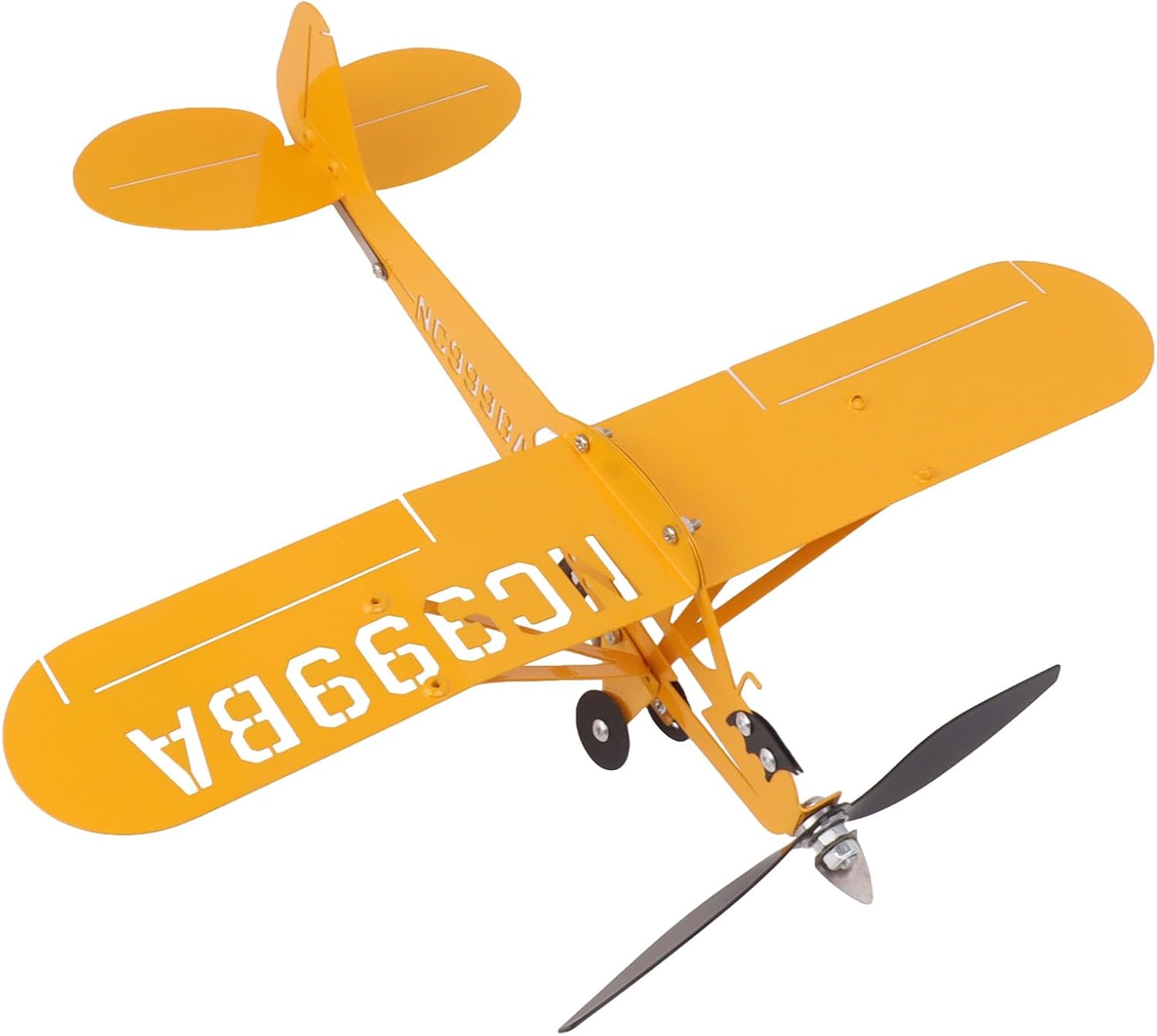 Large Piper J3 Cub Plane Weathervane 3D Metal Weather Vane for Roof Outdoor Wind Direction Indicator Garden Decor Handcrafted Plane Weathervane for Yard and Home Dcor (L