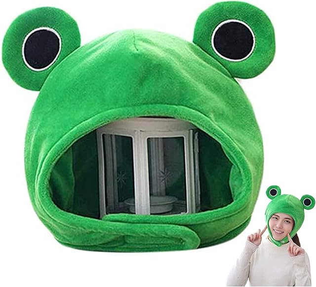 VALICLUD Costume Hat for Adults Funny Frog Shaped Hat Novelty Hat Plush Frog Headgear for Women