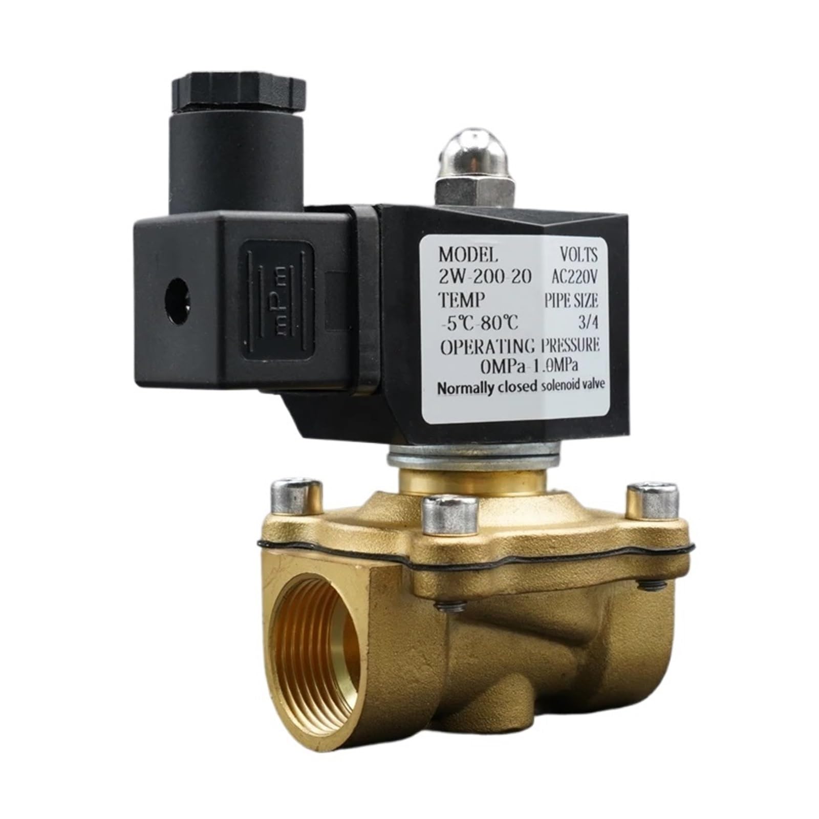 Lnhhg Dn20 Solenoid Valve Water Normally Close Brass Valves 220 12V24v Air Gas Diaphragm 1/4" 3/8" 1/2" 3/4" 1" 2"(,Ac220)