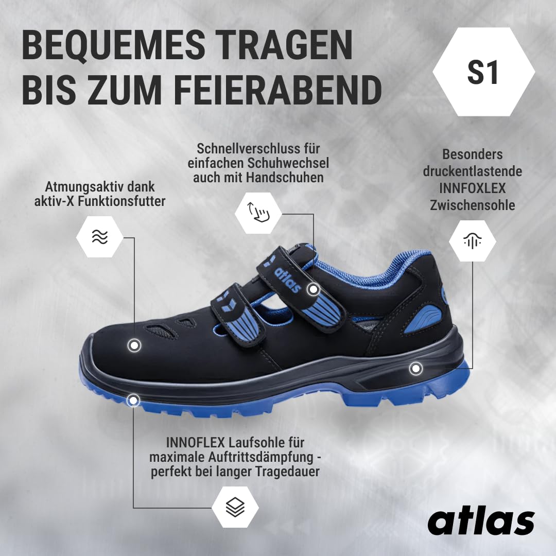 Atlas SL 46 Blue ESD Sandale S1 Aluminiumkappe SportLine-Obermaterial MPU INNOFLEX System Weite 10