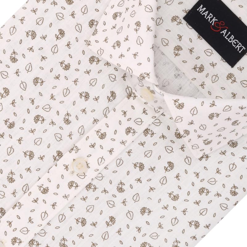Image of Mark & Albert Men's Half Sleeve Cotton Linen Shirt Blue
