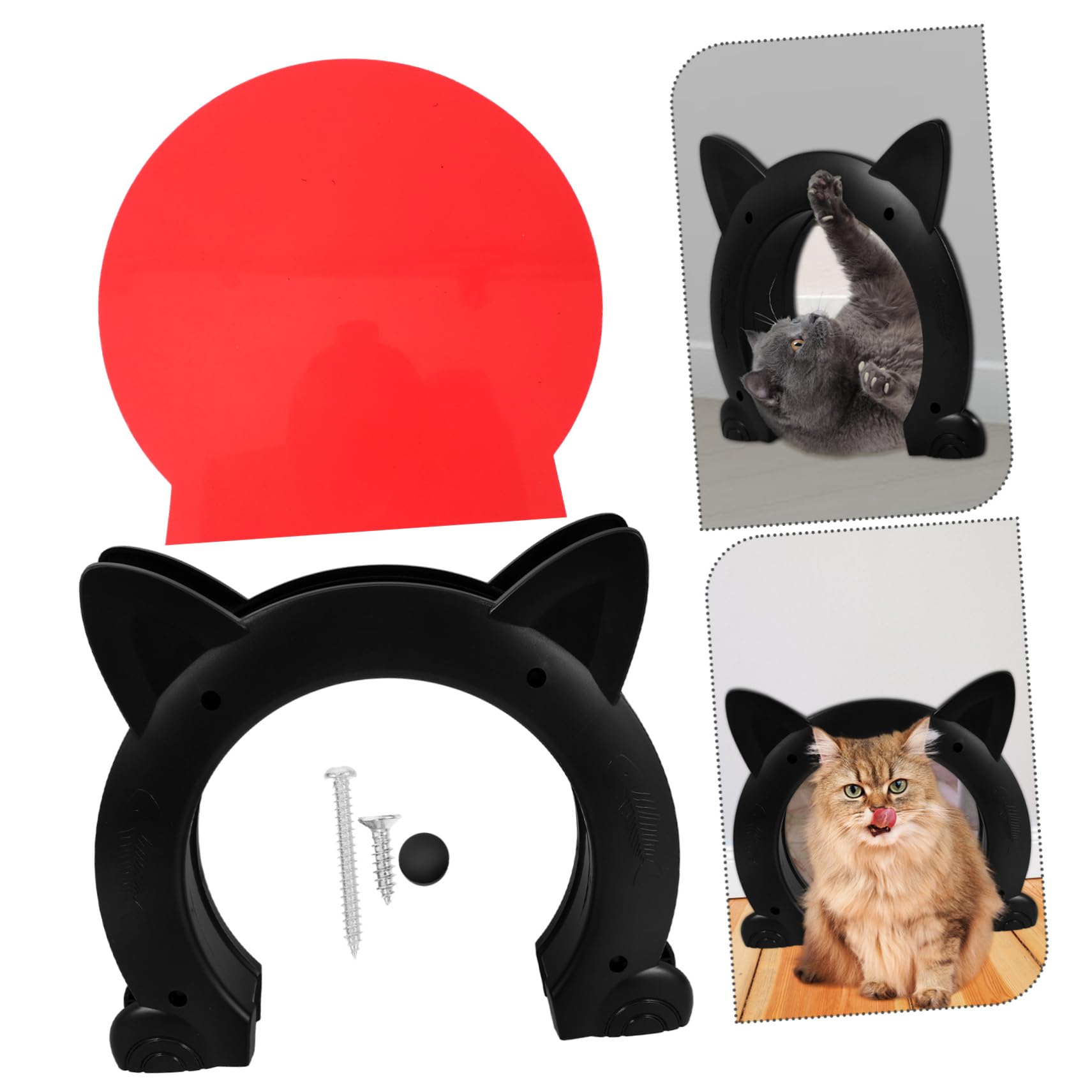 COLLBATH Katzenklappe aus Kunststoff für Innentüren Katzenförmig Schwarz Leicht Zugänglich Vielseitig Einsetzbar für Katzen und Kleine Hunde im Zuhause