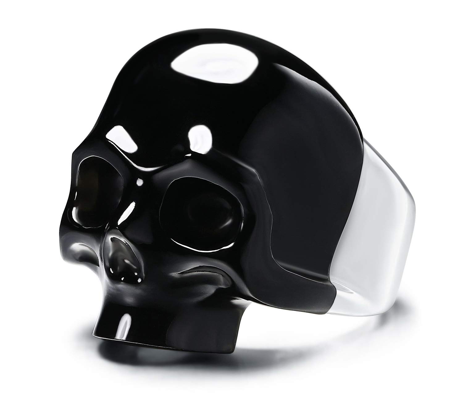 Signature Gem Skull Ring, Black Obsidian Carved Crystal Skull and 925 Sterling Silver Jewelry