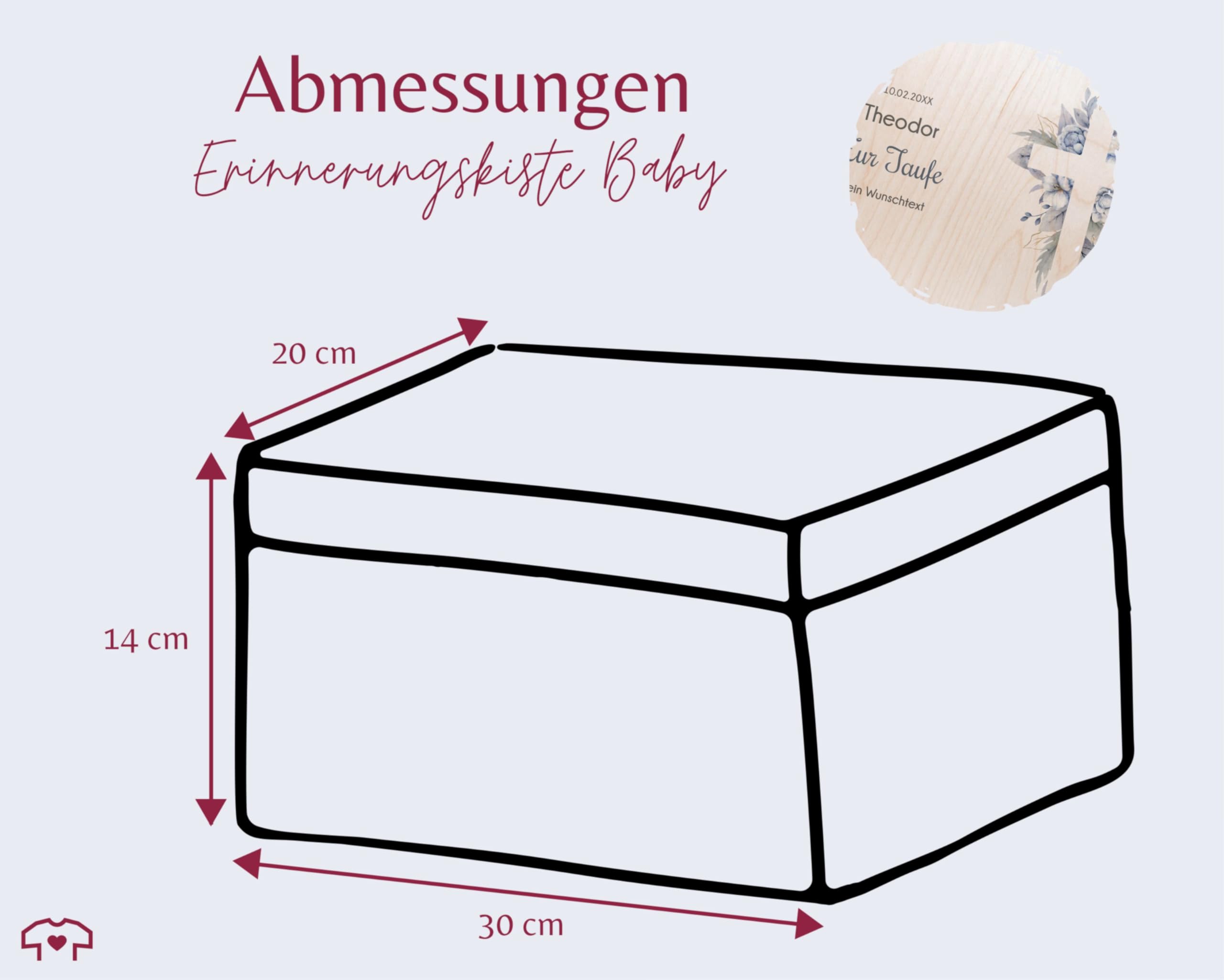 Holz Erinnerungsbox Baby Geschenkbox Holzkiste Baby - Geschenk Taufe | Taufgeschenk Box | Kiste Erinnerungen Taufe. | Box für Taufkarten - 30 x 20 x 14 - Holz - verpackung zur
