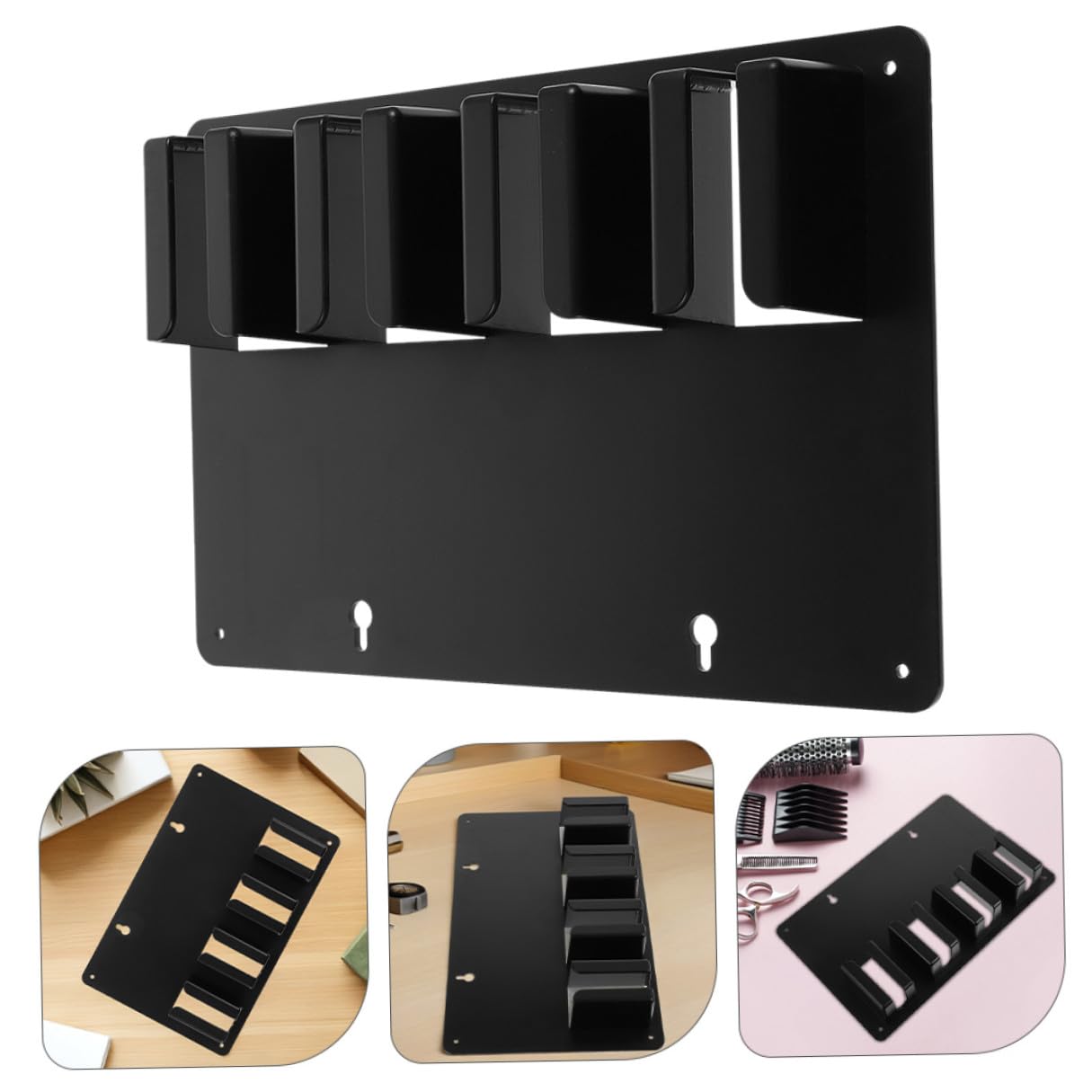 TEHAUX Soporte para Cortapelos y Organizador Colgante de Herramientas de Salón 3 Piezas Negro Compatible Múltiples Modelos Uso Profesional en Peluquería
