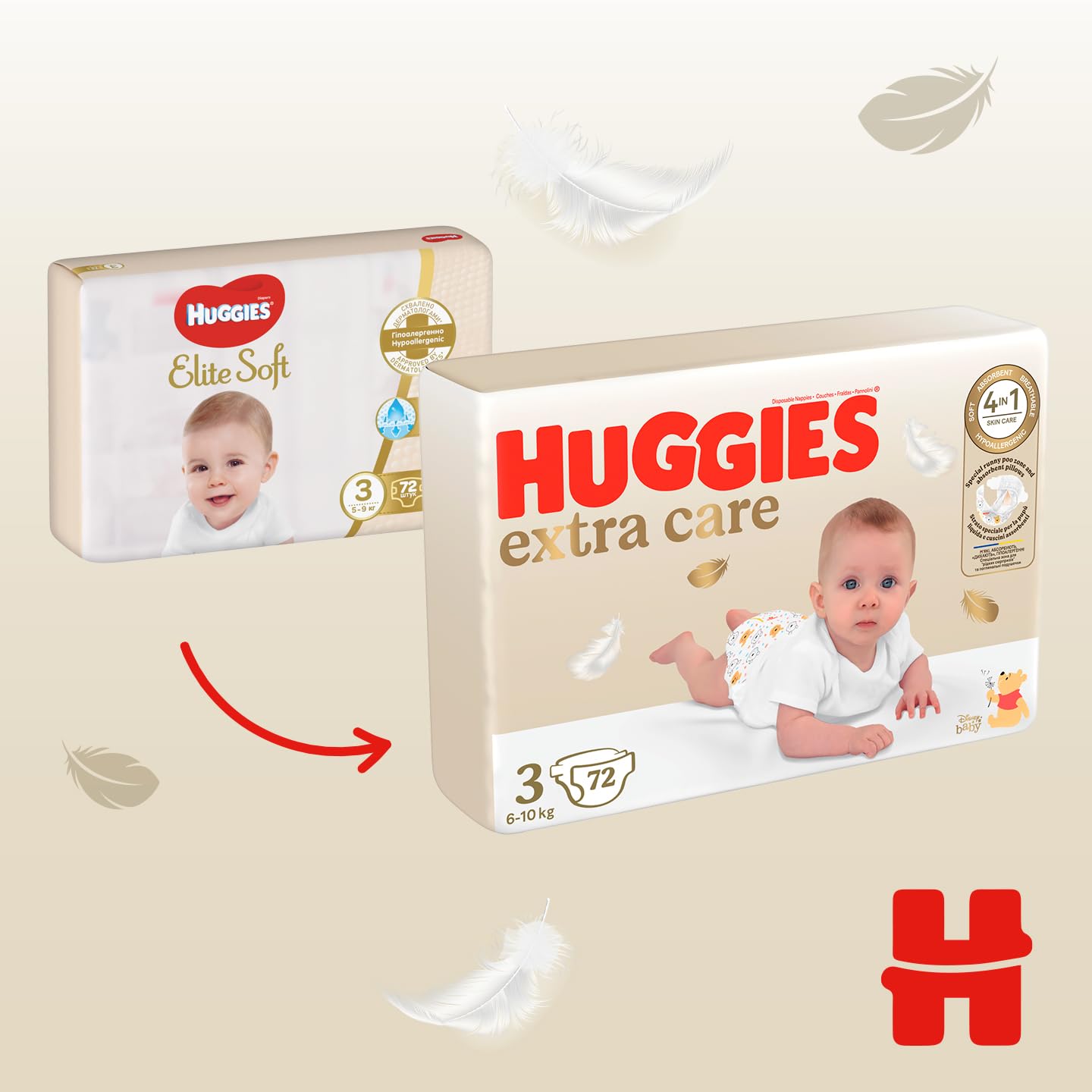 Huggies Extra Care Pañales Talla 3, (6-10 kg) 144 unidades