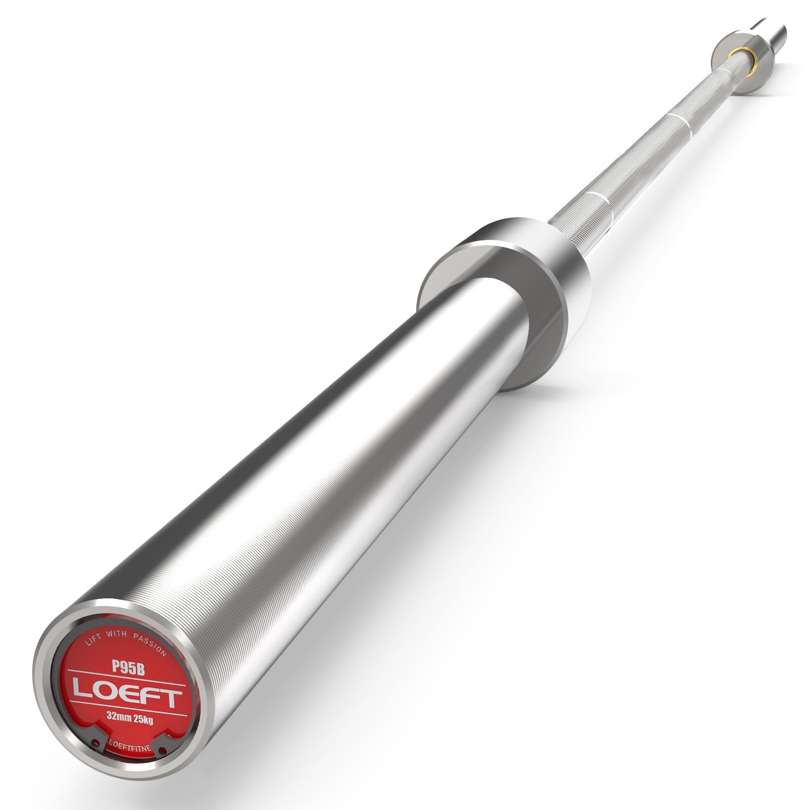 Photo 1 of LOEFT Professional Squat Barbell, 95in/ 8Ft Olympic Barbell for Powerlifting 32MM 55lb, Squat Bar for 2000 lbs Weight Capacity 205K PSI, Weight Bar Fit 2" Weights (Silver)