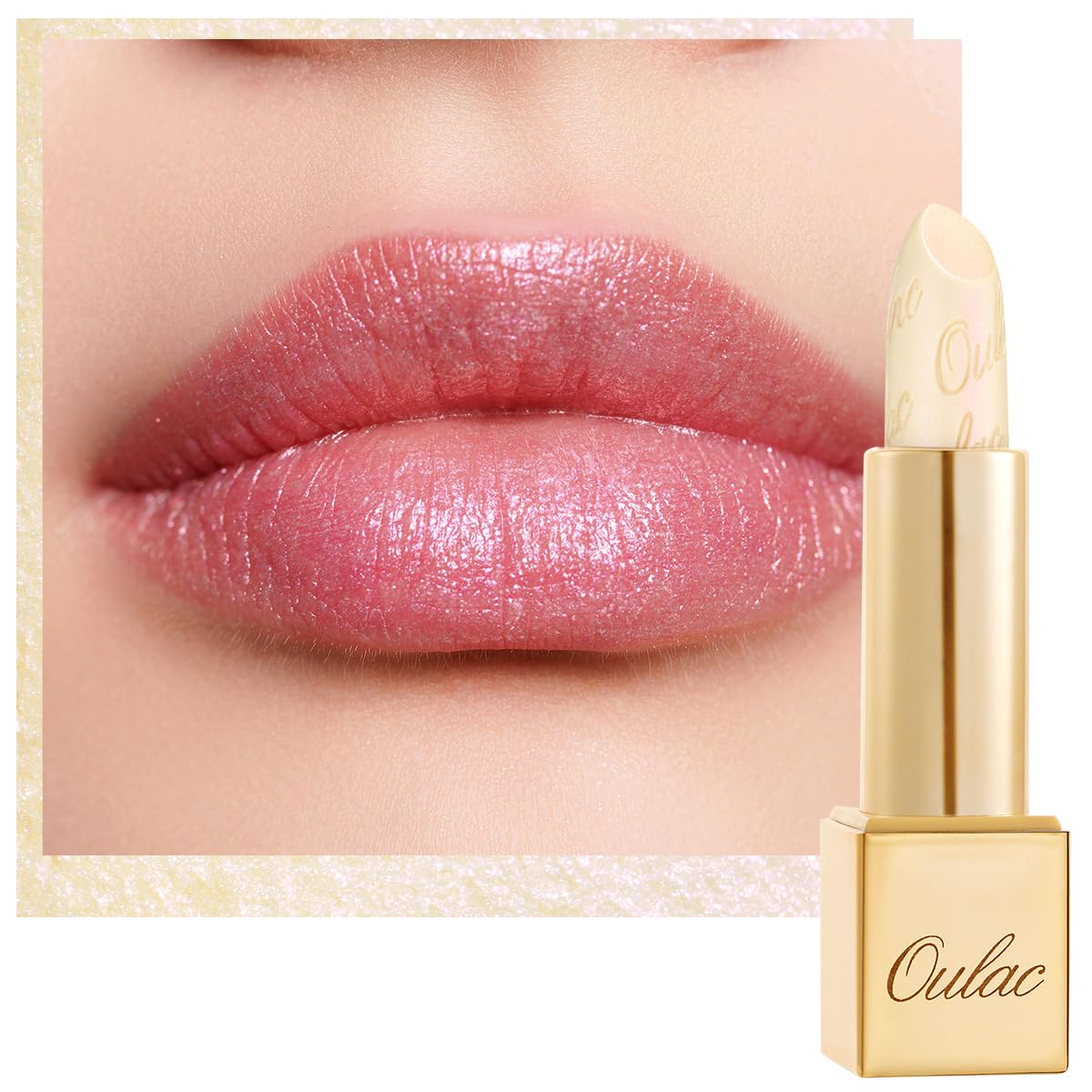 OULAC Metallic Shine Lipstick - Sheer White Lip Balm, Lightweight Soft Lip Base Ultra Hydrating, Moisturizing Primer for Lips, Vegan & Cruelty-Free, Sheer Coverage Lip Color 4.3 g/0.15, Crystal Veil