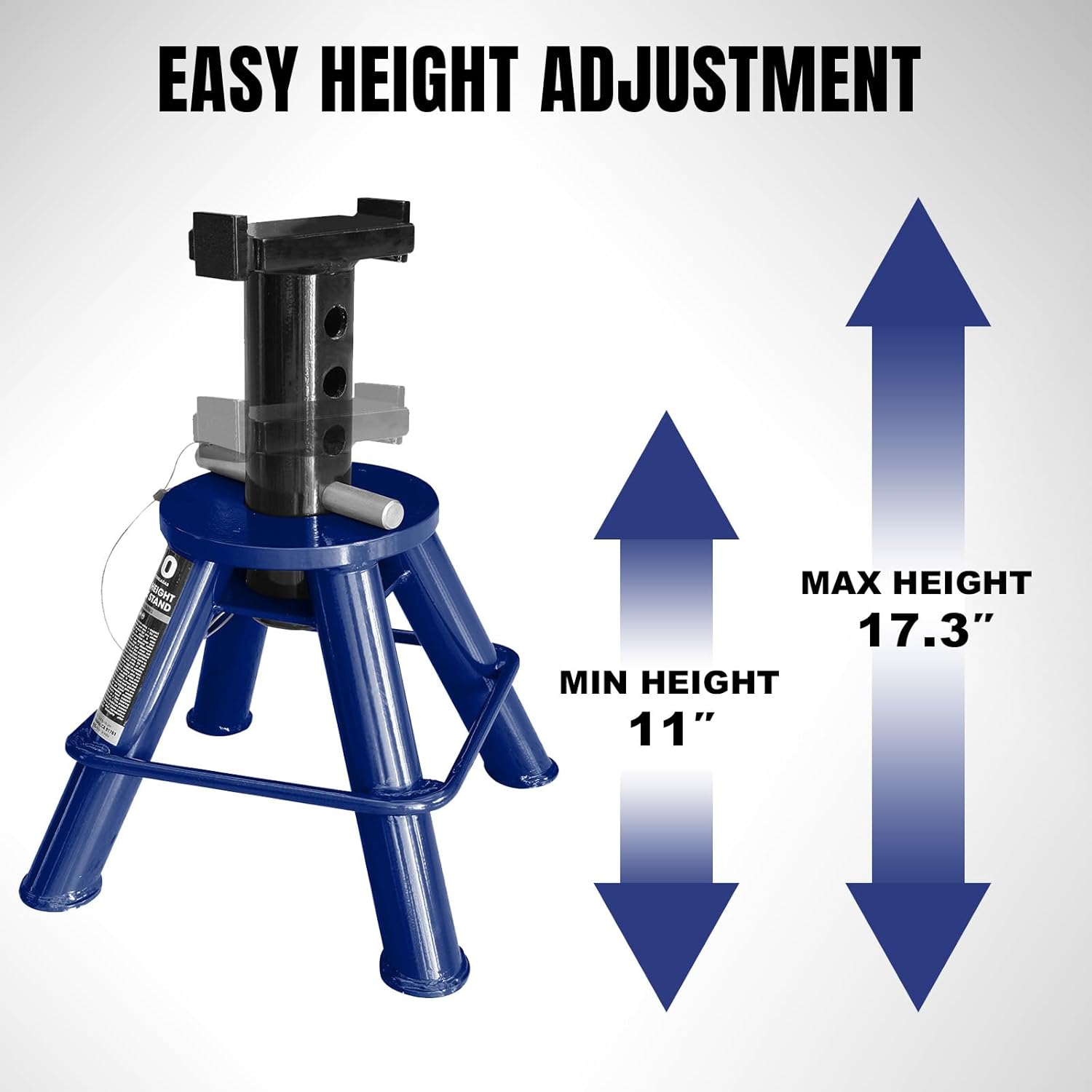 TCE 10 Ton (20,000 lb) Capacity Heavy Duty Steel Jack Stands, Low Profile, 2 Pack, T70070, Blue