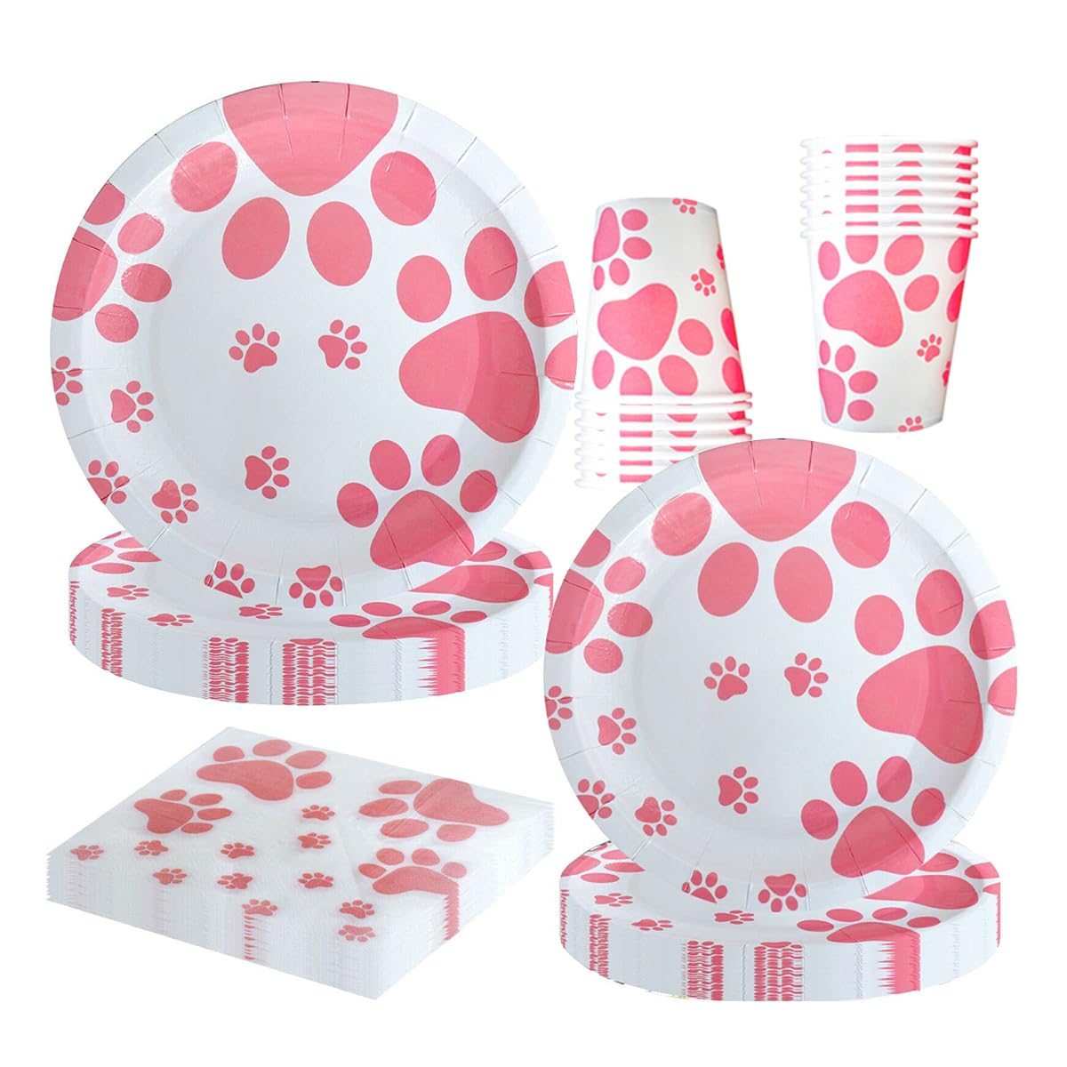 BlinBlin Reusable Pink Dog Paw Tableware Set, — image 1