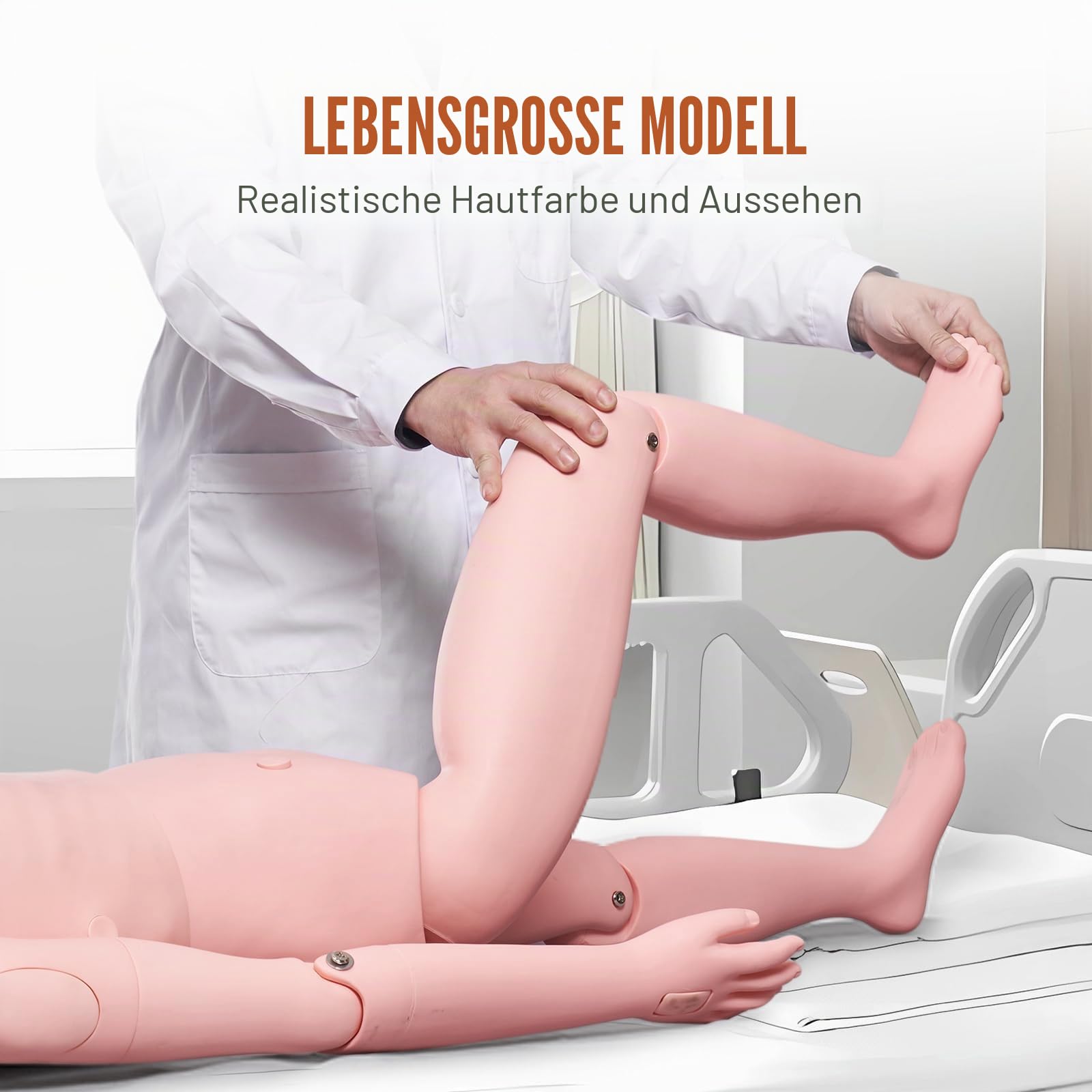 VEVOR Weibliche Krankenpflege Übungspuppe Multifunktional Patientenversorgungssimulator 1530 x 450 x 210 mm, Multifunktionale Ausbildung Pflege-Trainingspuppe Gleichmäßige Skalenformen Übungspuppe