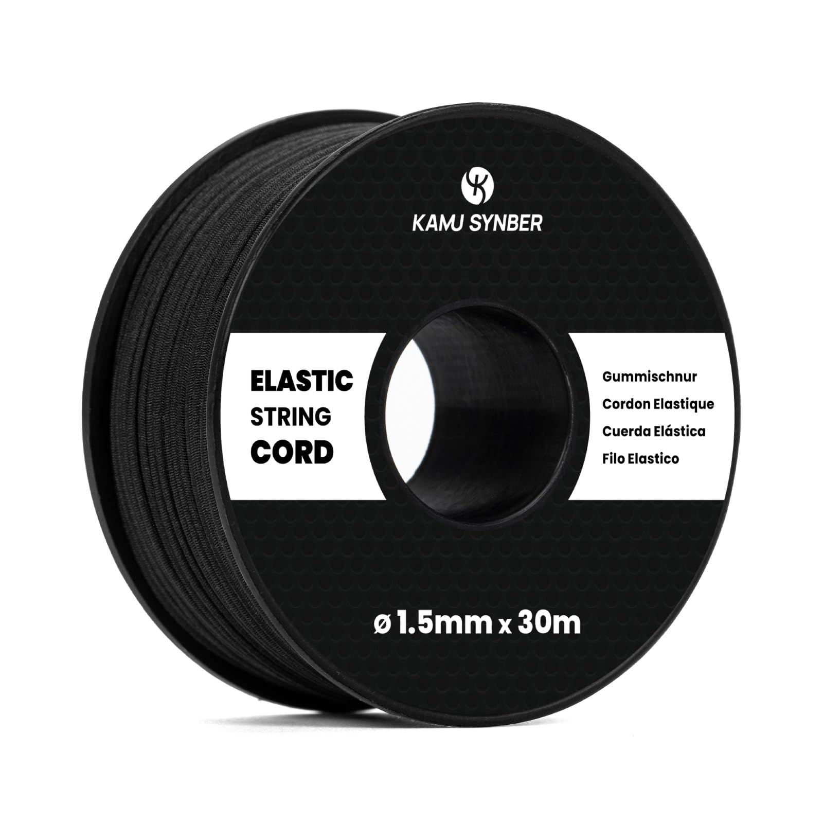 Kamu Synber Elastic Cord 1.5mm x 30m Elastic String for Bracelet, Sewing, Necklace, Mask, Hat, DIY, Craft | Black