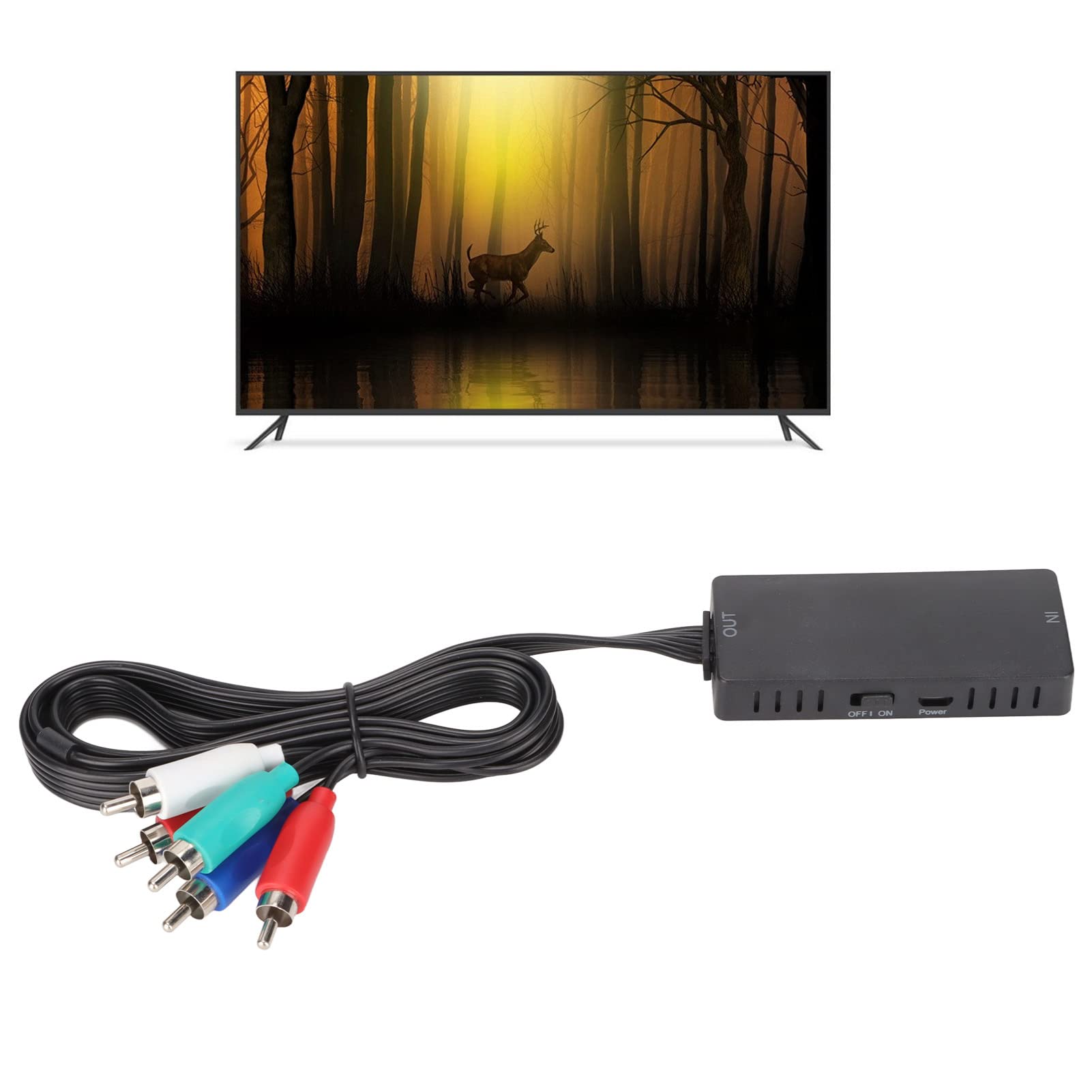Convertidor de HDMI a Componente, 1080P HDMI a Convertidor de Componente Adaptador Convertidor de Audio Y Video, 1080P Alta Precisión, Convertidor Plug and Play para DVD Y PC