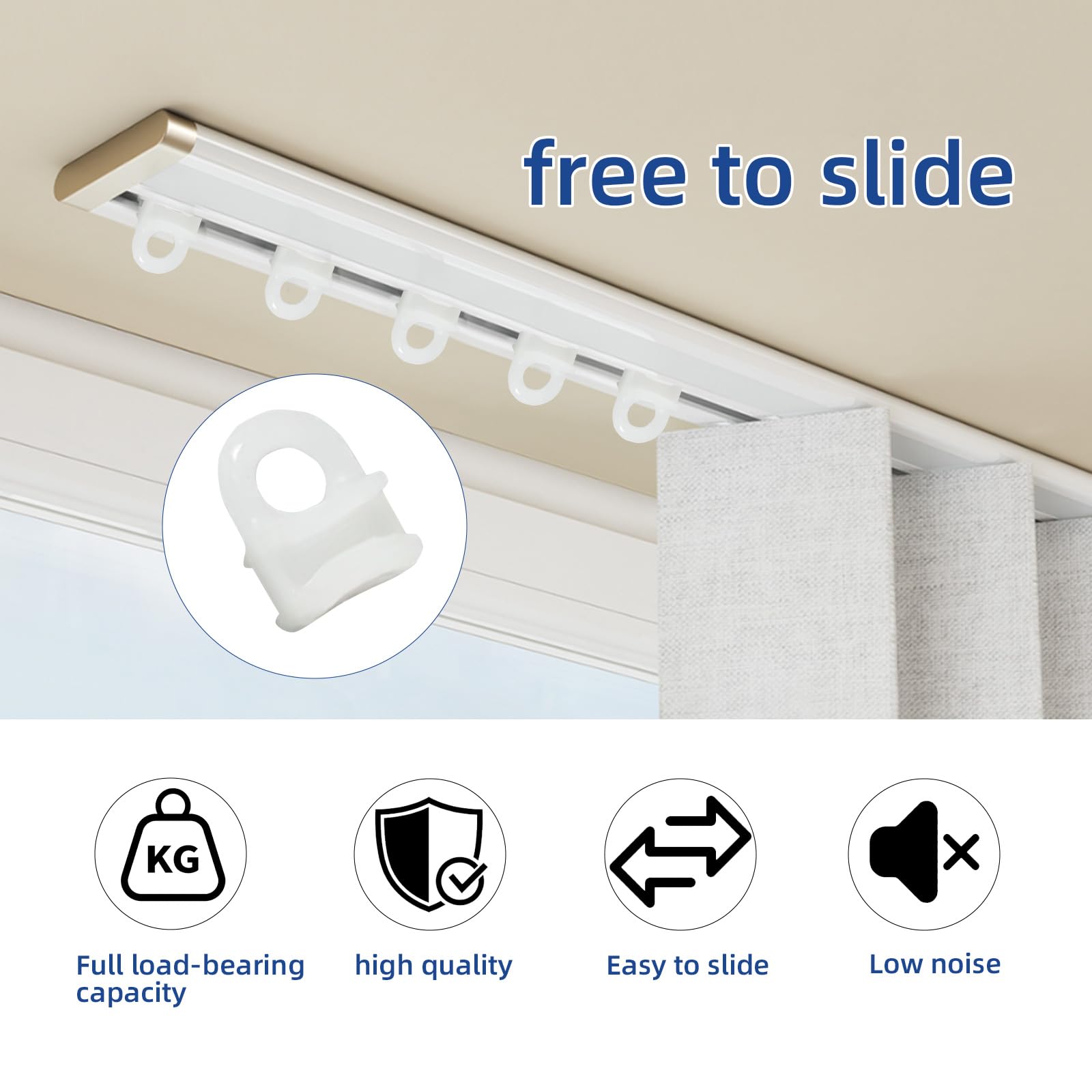 50 Pcs Track Gliders Hooks, Curtain Track Gliders Hooks, Curtain Track Glider - Image 4