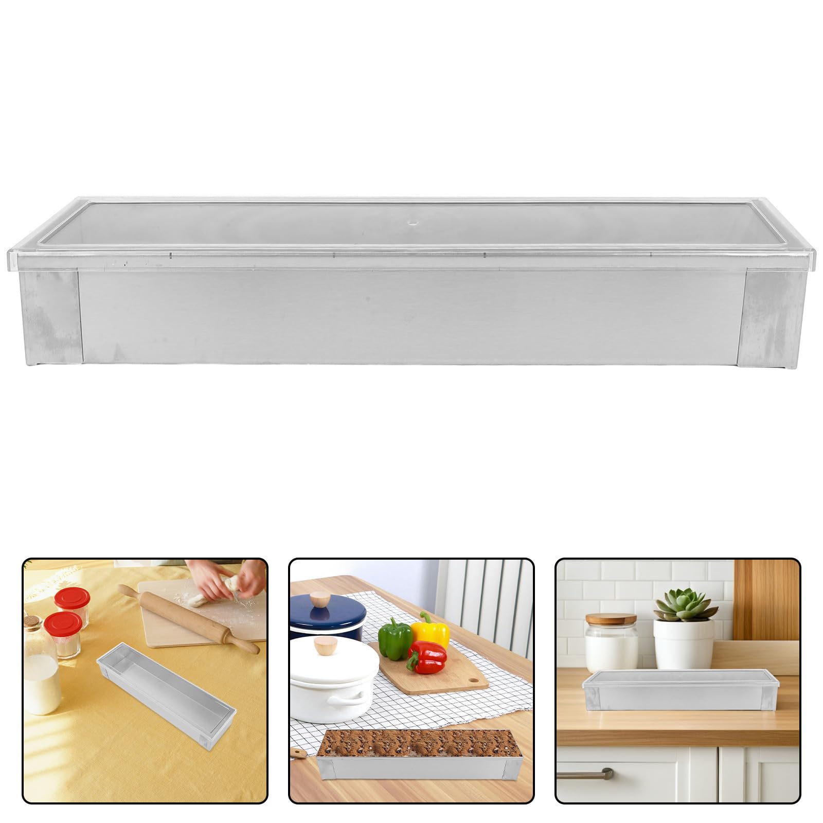 Zerodeko Molde Rectangular de Acero Inoxidable con Tapa y Antiadherente