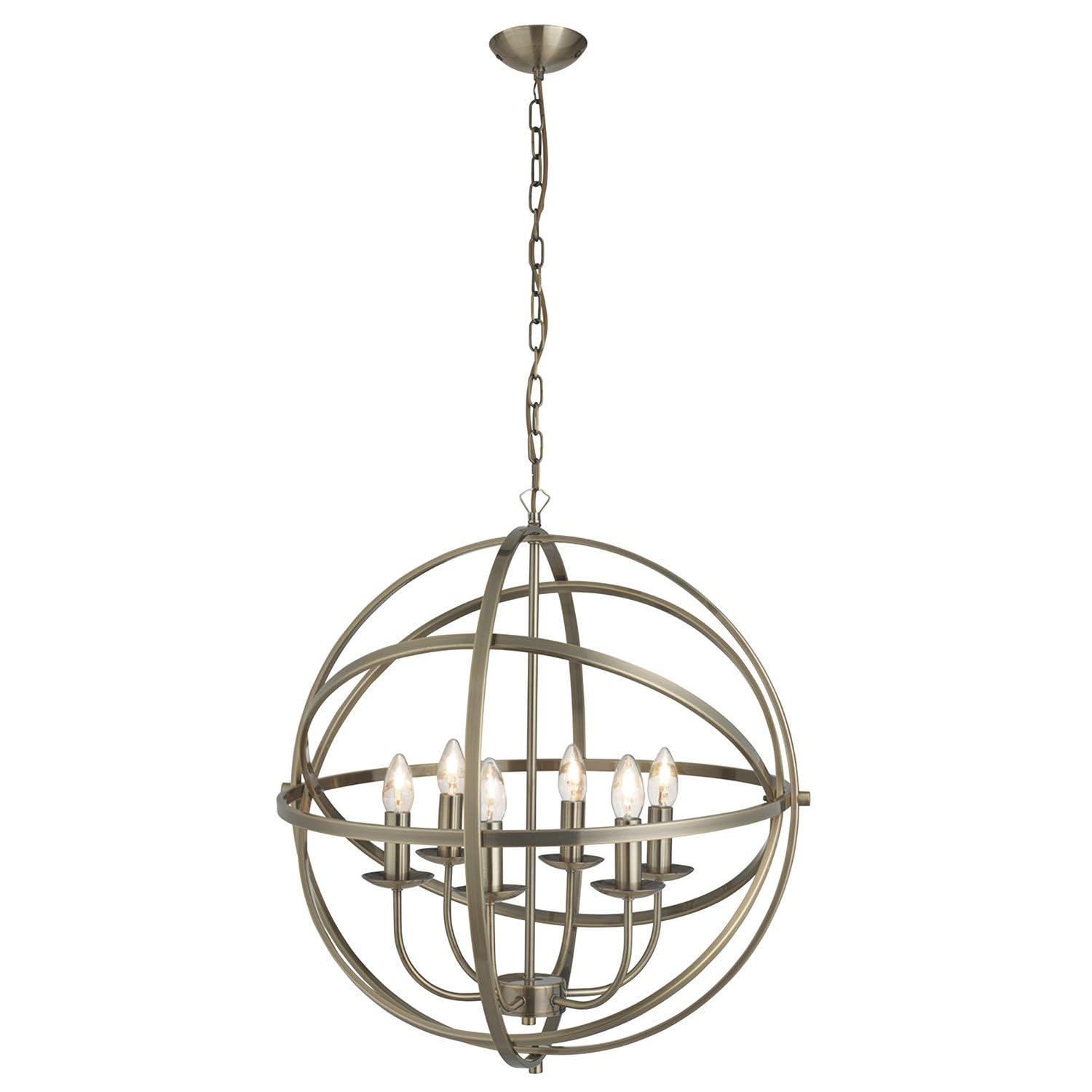 Searchlight Lighting Antique Brass Searchlight Orbit 6 Light Ceiling Pendant Light In