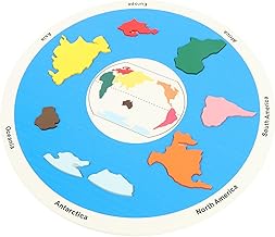 Tbest Weltkarten-Puzzle, die 7 Kontinente Holzpuzzle für 3 Bis 5 Jahre Alt, Premium-Basswood-Konstruktion, Entwickelt Hand-Auge-Koordination, Stimuliert Logisches Denken und Gedächtnis
