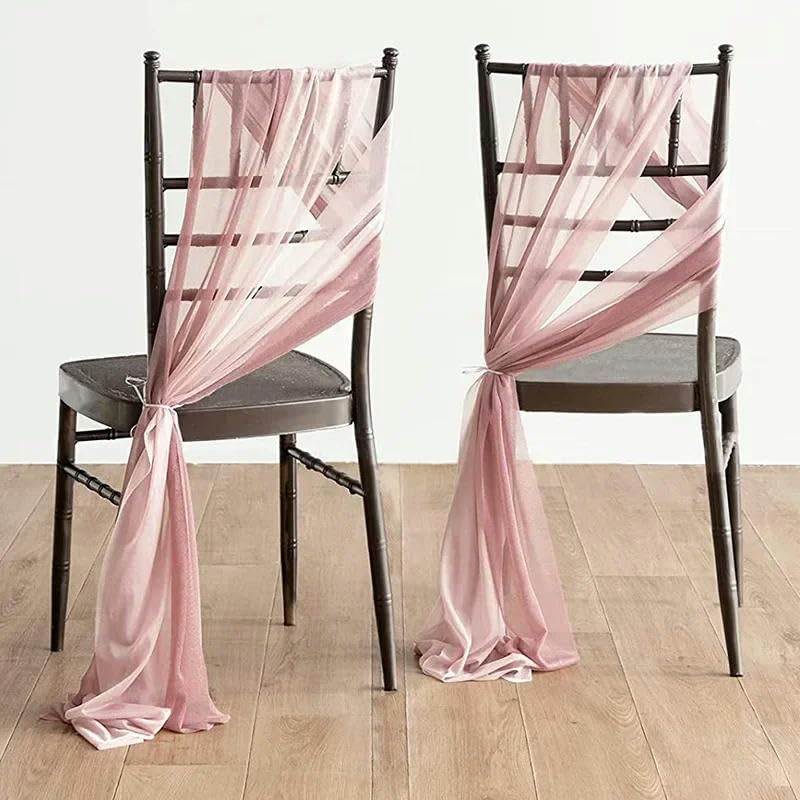 Generisch 96 Stück (48er-Set) 20 x 250 cm Stuhlschärpen für Hochzeiten, Chiffon-Stuhlhussen für Hochzeitsdekorationen, Partys, Chiffon, vertikale Stuhlvorhänge