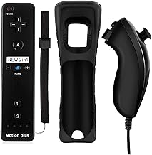 QUMOX Bluetooth Telecomando Wii, 2 in 1 Motion Plus Integrato Remote di Gioco Controller con Custodia in Silicone e Cinturino da Polso per N. Wii e Wii U Nero per Nvidia Shield