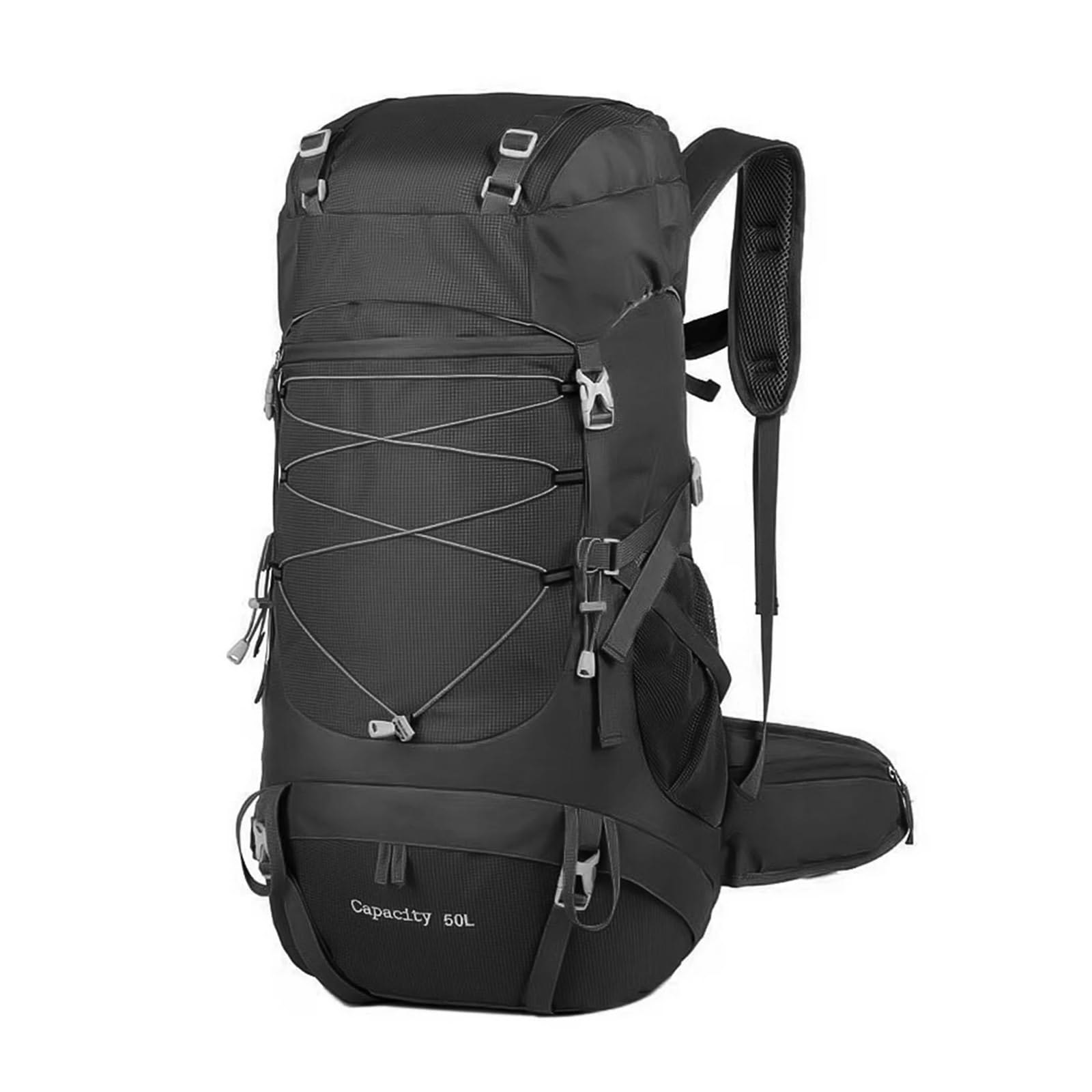 Bergsteiger Rucksack 50L Wanderrucksack mit Regenschutz, multifunktionale Bergsteigertasche, Outdoor-Rucksack for Reisen, Trekking, Camping für Camping(Black)