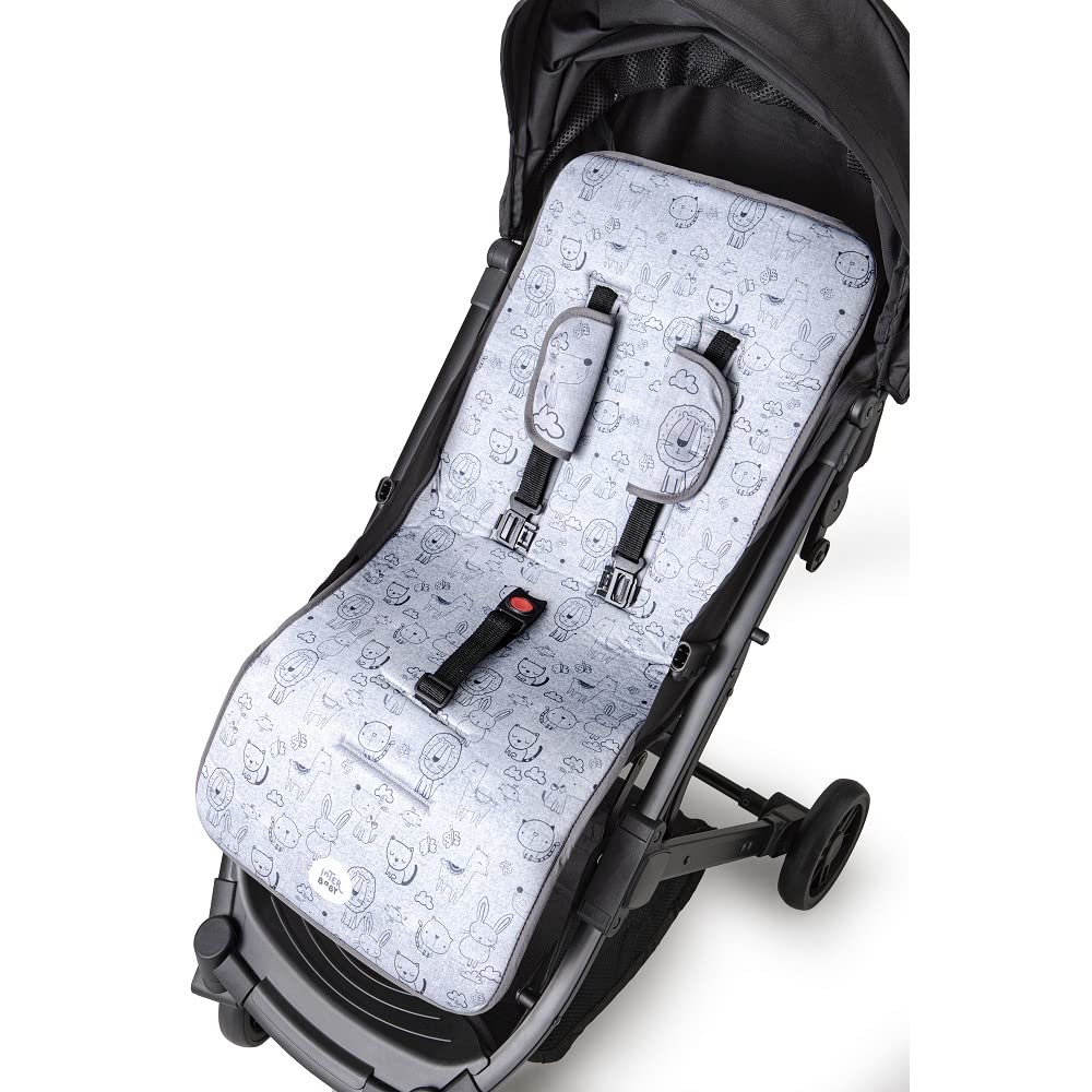 Colchoneta Silla de Paseo Universal Transpirable Idela para Verano con tejido 3d Cojín Silla de Paseo para el Cochecito o Silleta - danielstore (Animalitos gris) — view 3