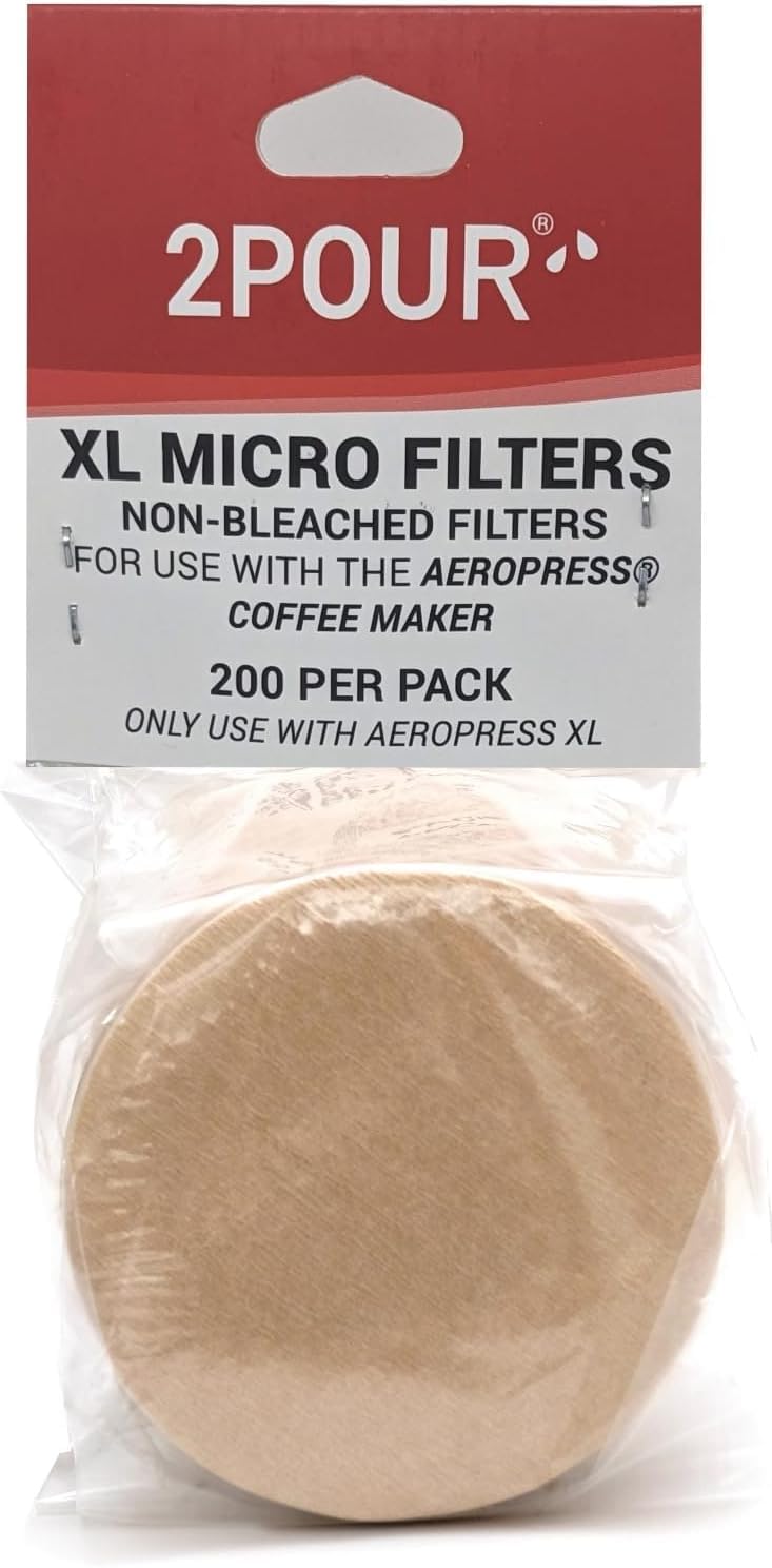 2POUR 1 Pack (200x) Reusable Replacement Paper Filters Compatible With XL Coffee Maker - Vegan Non-Bleached Natural