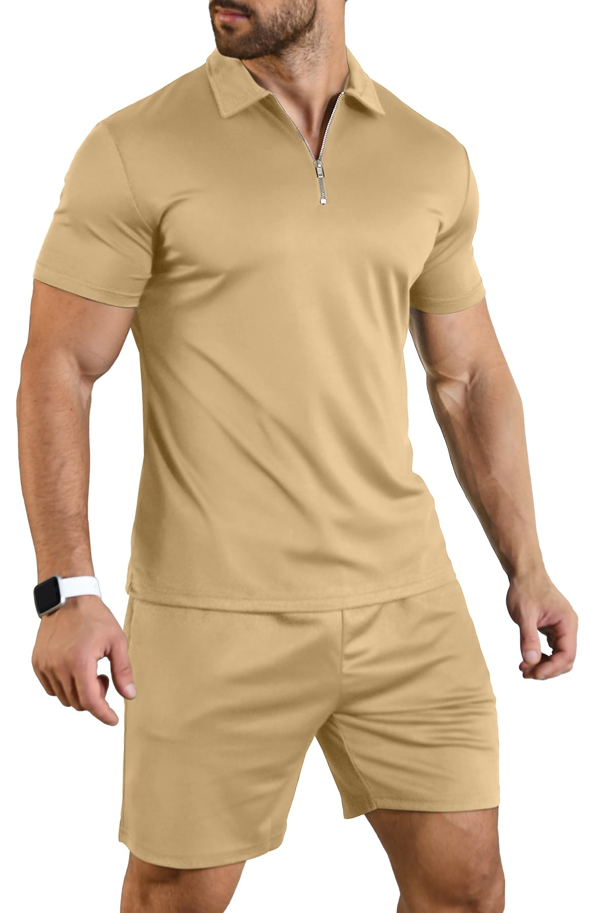 KUYIGO Herren Sommer Poloshirt & Shorts 2-teiliges Set Trainingsanzug Kleidung Mode Casual Loungewear Sets