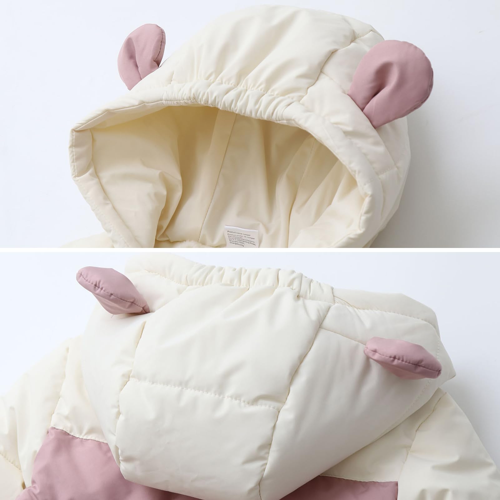 Bébé Fille Combinaison de Neige Détachable Veste Matelassée à Capuche + Pantalons Barboteuse Grenouillère Garçon