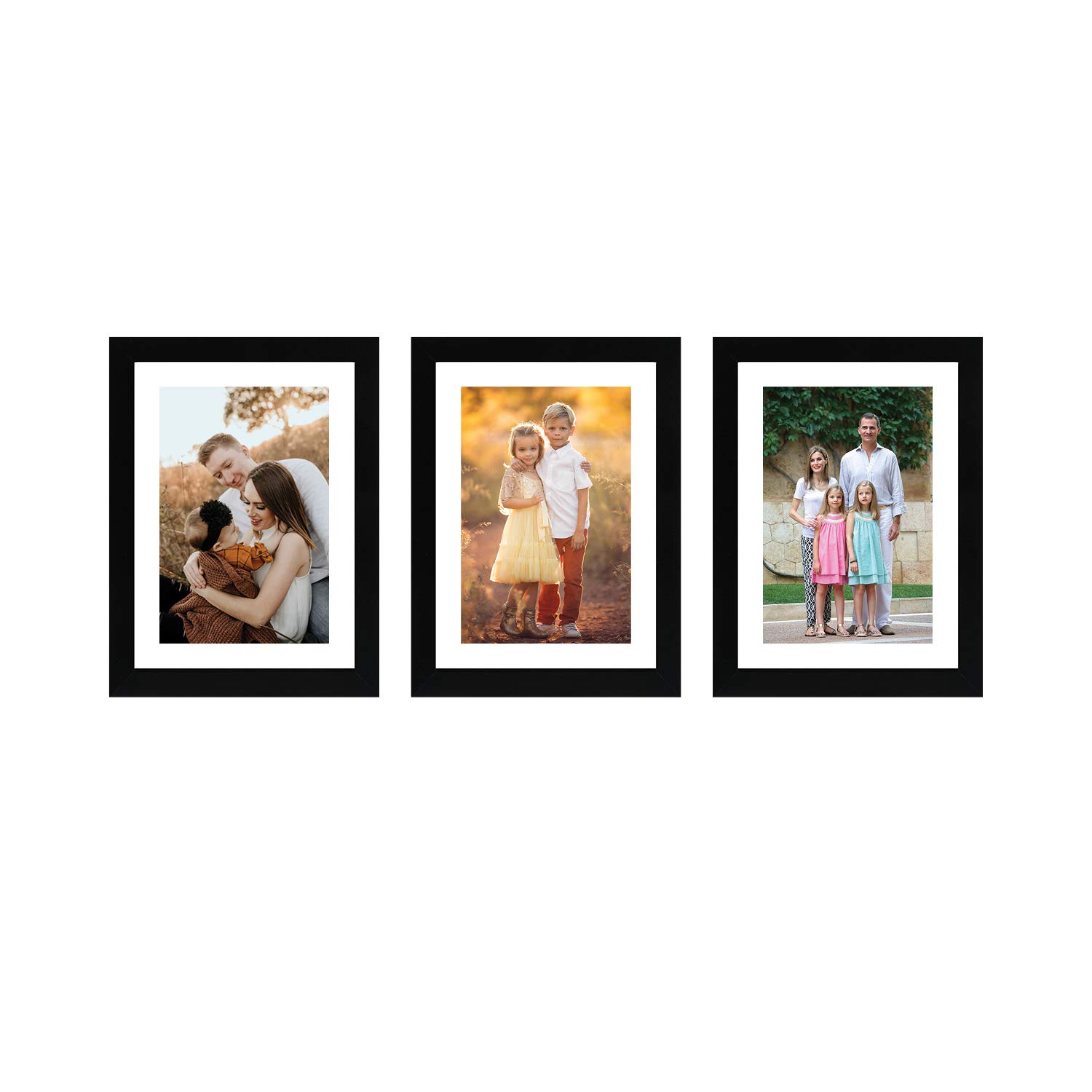 Amazon Brand Solimo Set of 3 Photo Frames With Mount Paper (6 X 8