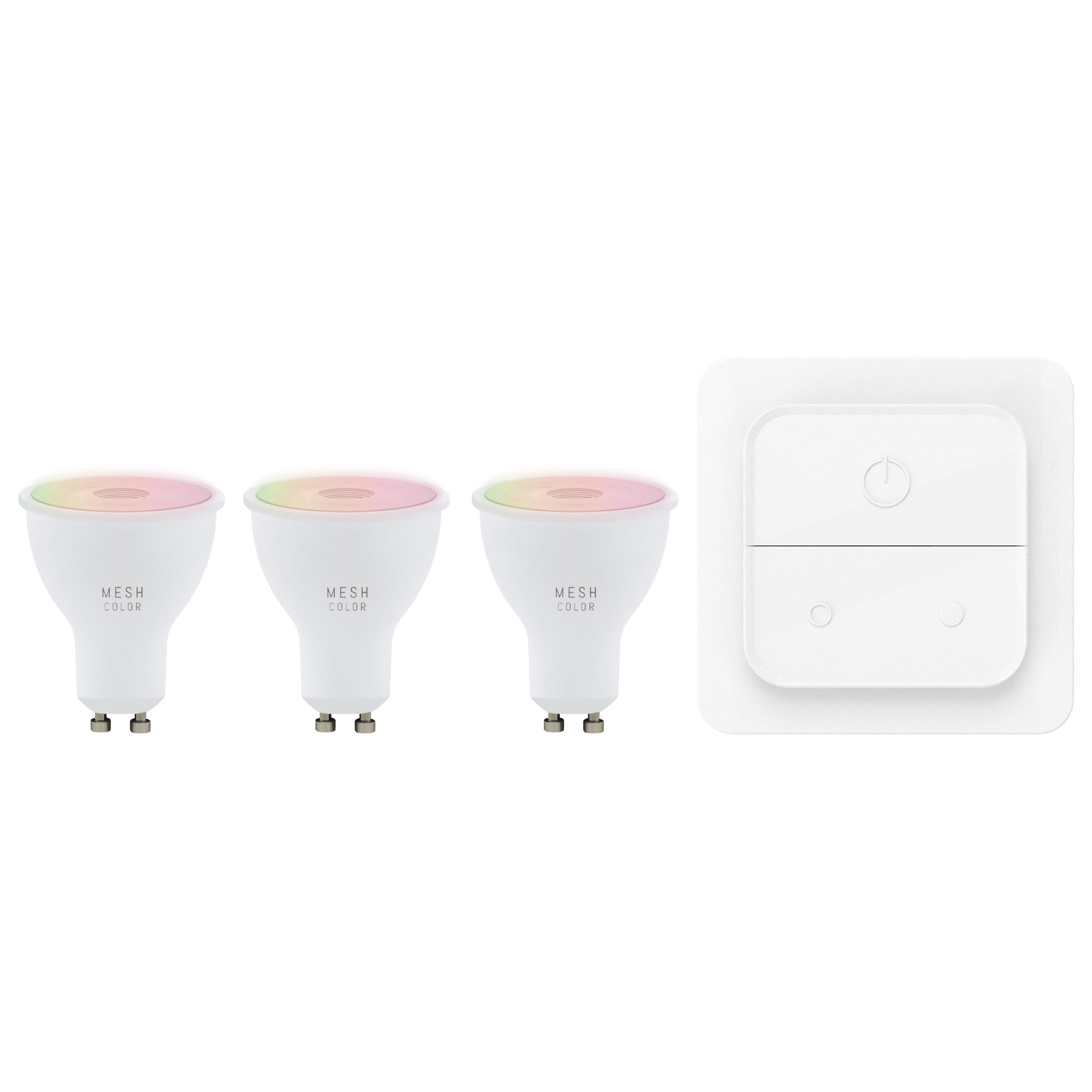 Eglo Connect.z Smart Home LED Light Bulb Set with 3 GU10 Bulbs, Light Switch, matt, ZigBee, app and Alexa Voice Control, Warm White-Cool White, RGB, 420 lumens, 4.9 watts