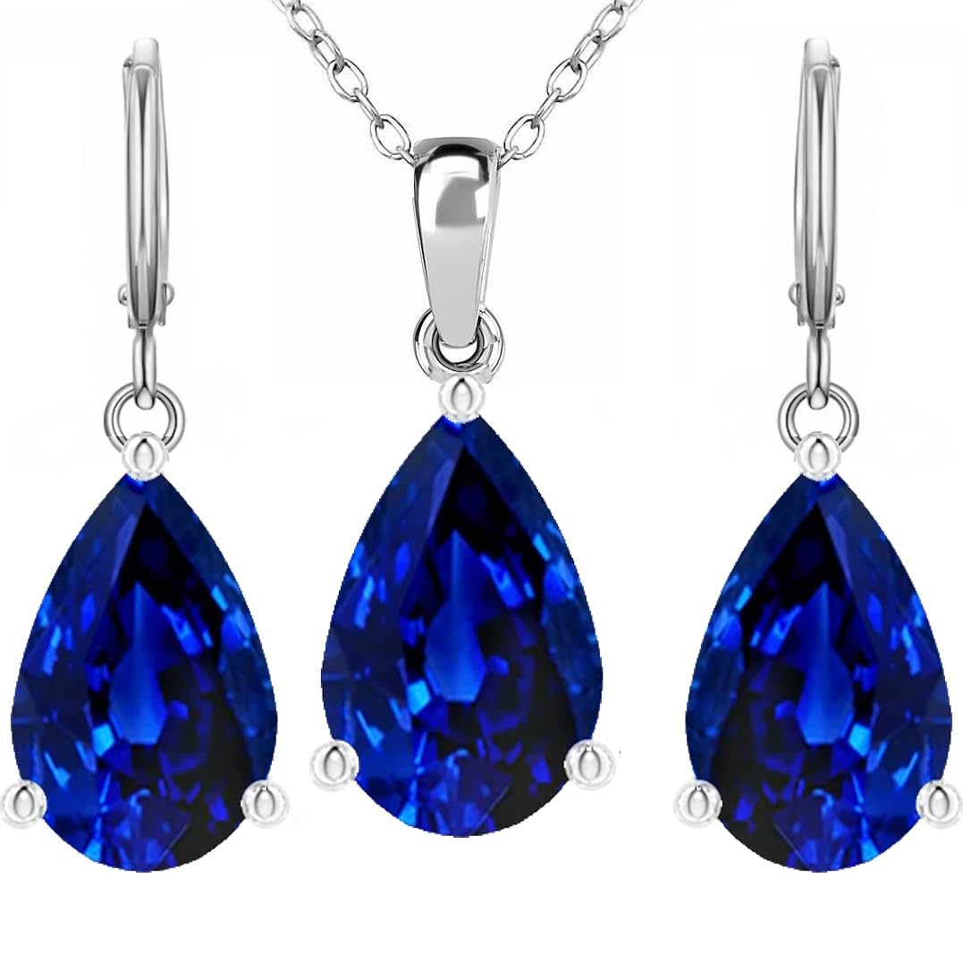 Crystalline Azuria Parures Lacrime per Donne Nozze Sposa Gioielleria Parure Con Collana e Orecchino Zirconia Damigella D'onore Gioielleria