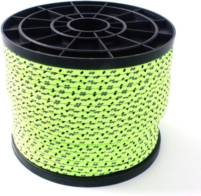 Xinlie 50m Reflective Rope Guy Line Tent Guide Rope Nylon Cord Outdoor Safety Rope for Outdoor Camping Awning And Hiking Fluorescent Green 4mm