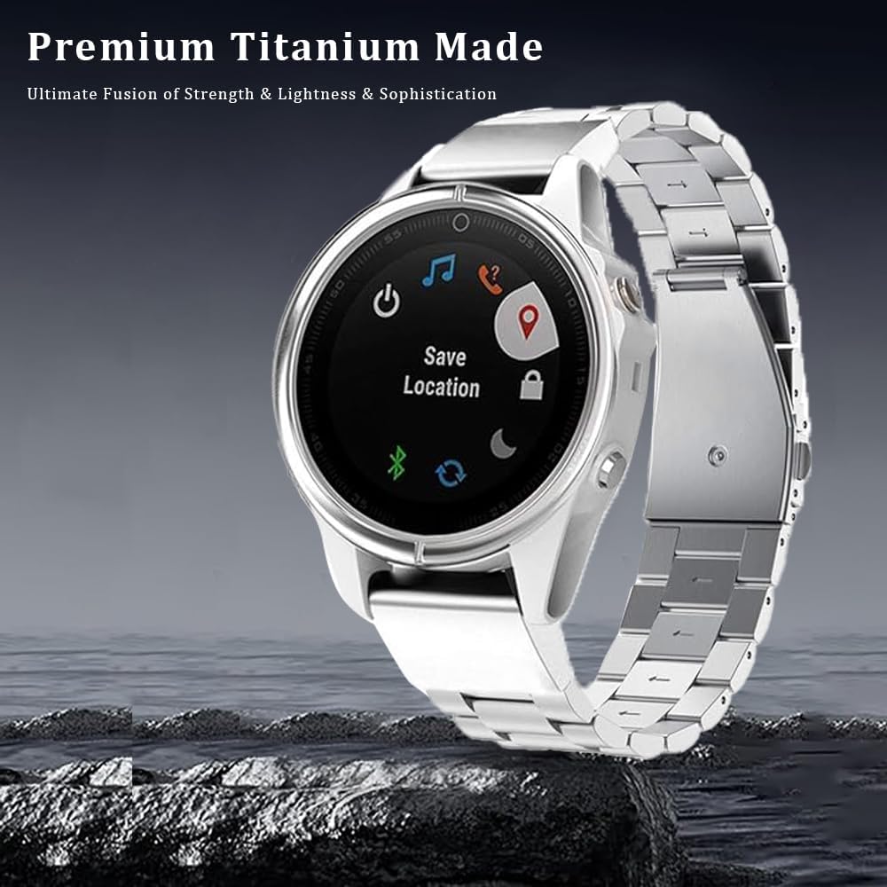 26mm Titanium Band for Fenix 8 51mm/Enduro 3 51mm/7X Pro Sapphire Solor, 22mm Metal Strap for Fenix 8 47mm/E 47mm/Forerunner 965 955, 20mm Band for Approach S50 S44/Vivoactive 5/Venu 2